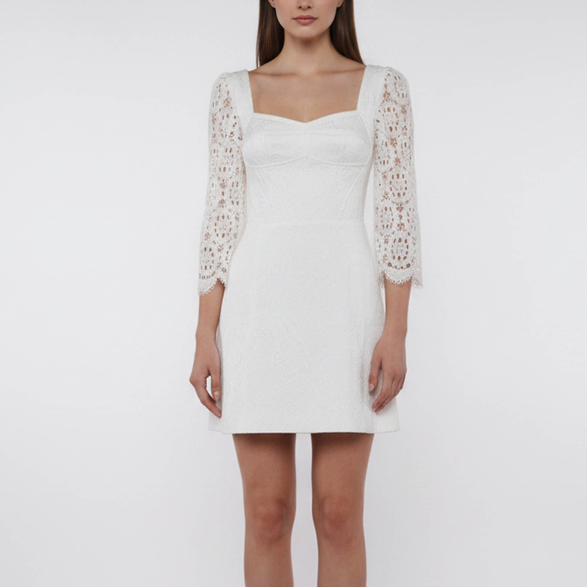 Dolce & Gabbana White Jacquard Bustier Short Dress