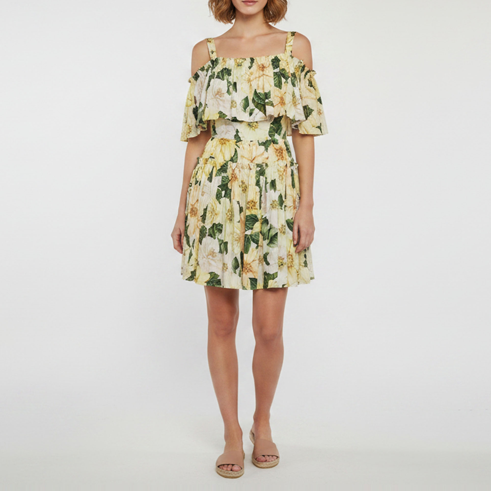 Dolce & Gabbana Multicolour Floral Print Cotton Camellia Mini Dress
