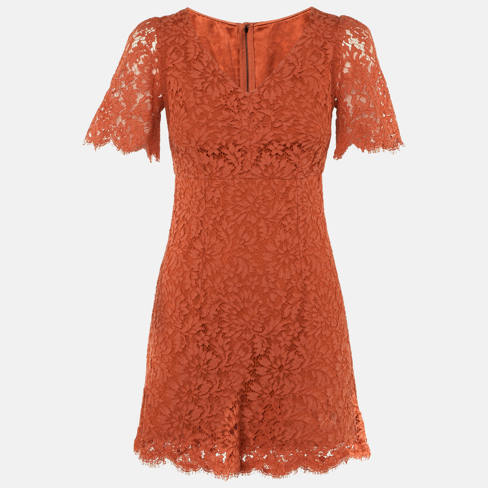 Dolce & Gabbana Burnt Orange Lace Mini Dress