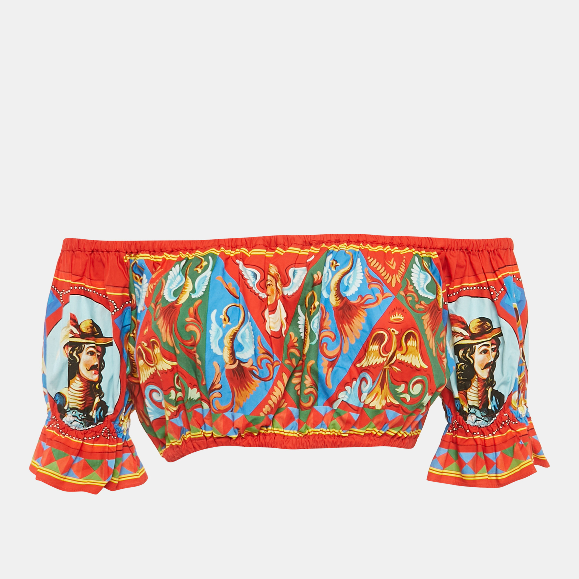 Dolce & Gabbana RedBlue Carretto Print Crop Top