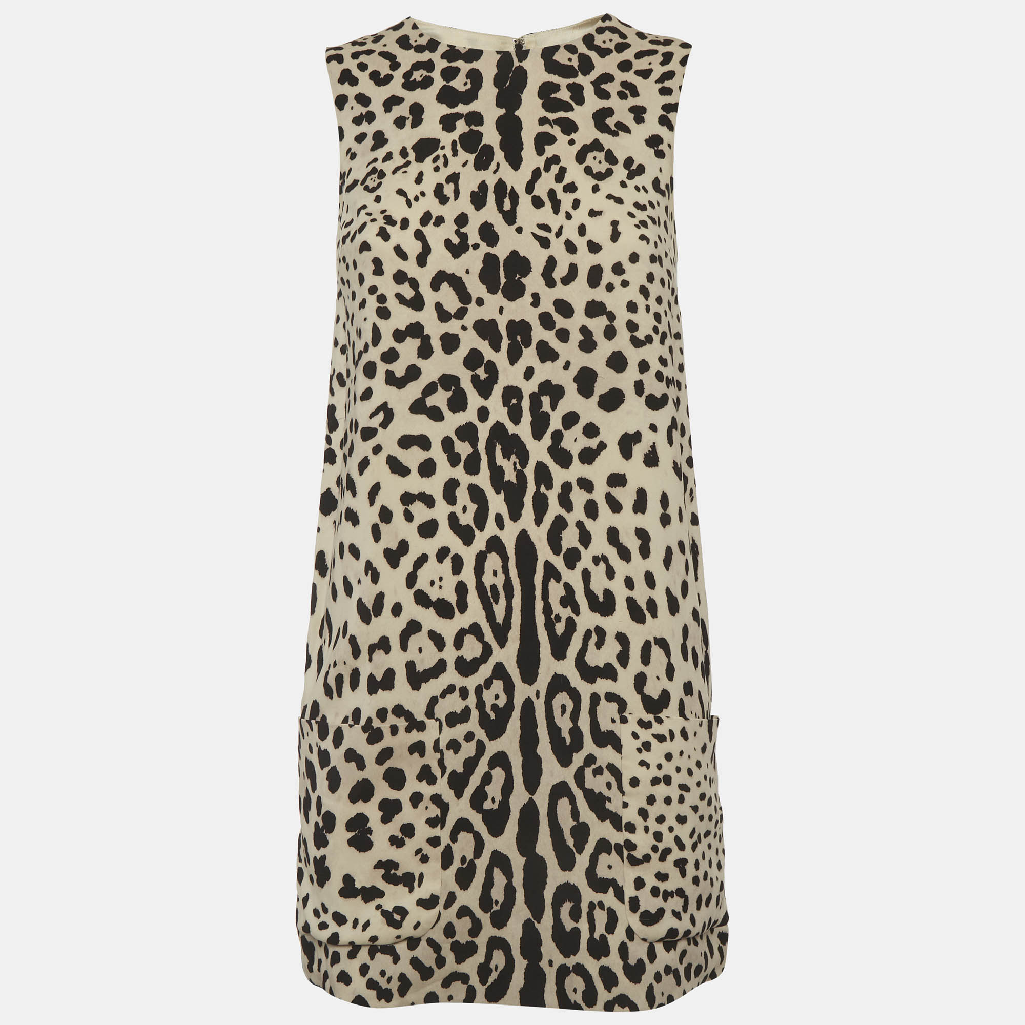 Dolce & Gabbana Beige Leopard Print Sleeveless Sheath Mini Dress