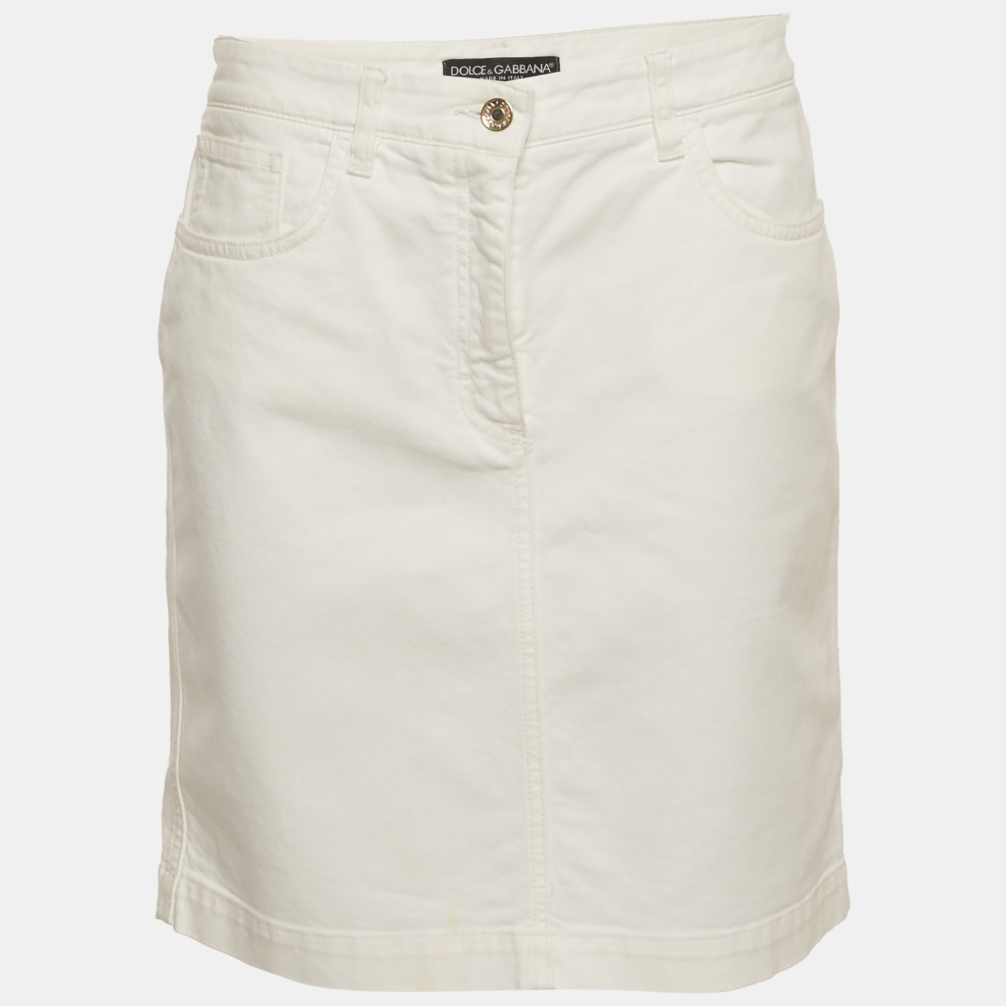 Dolce & Gabbana White Denim Mini Skirt MWaist "