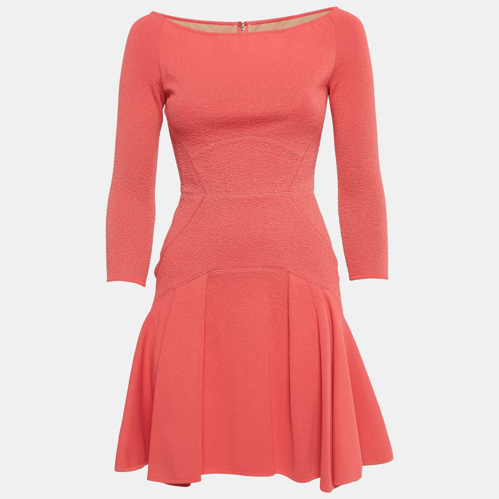 Elie Saab Pink Textured Lurex Knit Mini Dress