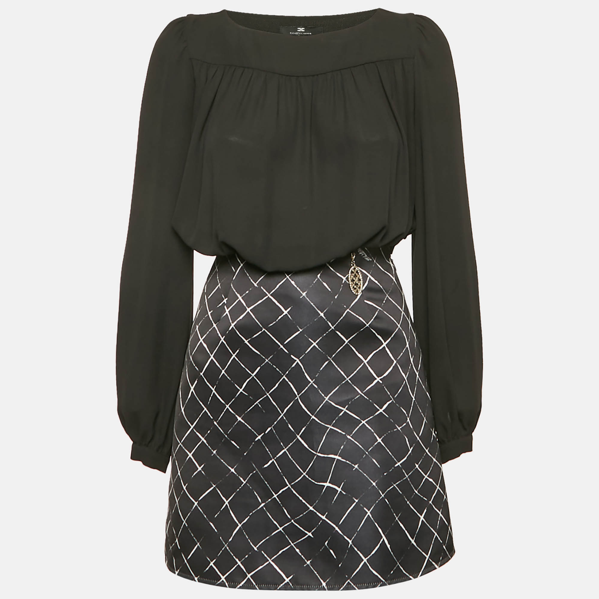 Elisabetta Franchi Black Silk and Satin Detachable Dress