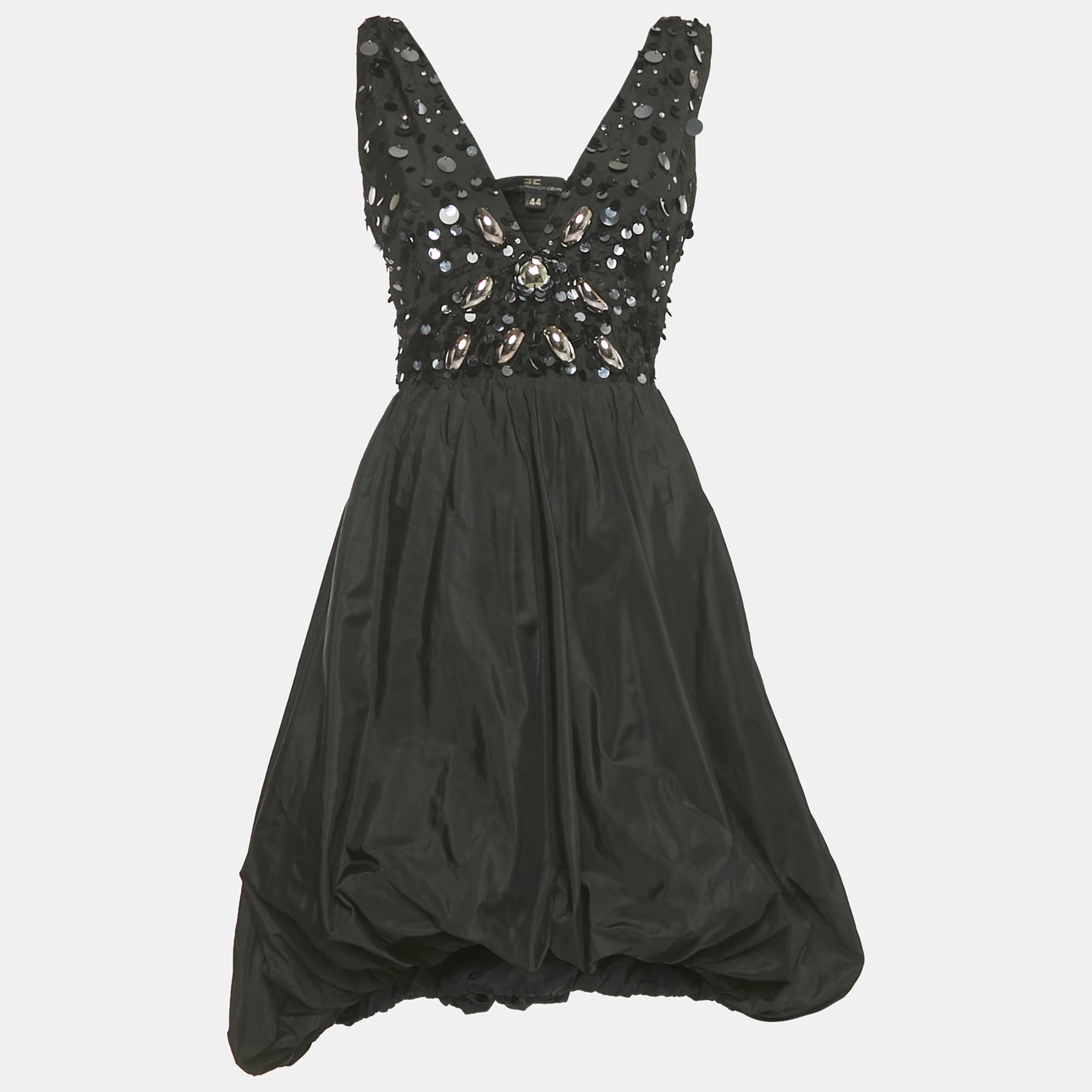 Elisabetta Franchi Celyn b. Black Embellished Taffeta Mini Dress