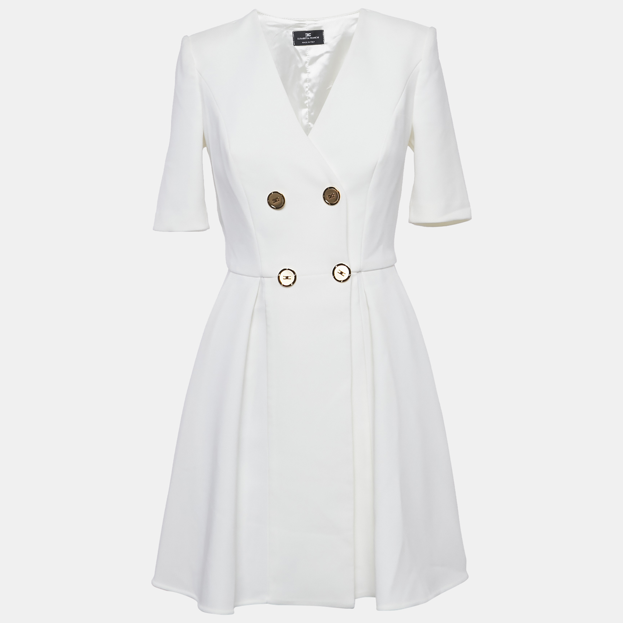 Elisabetta Franchi White Double Breasted Mini Dress