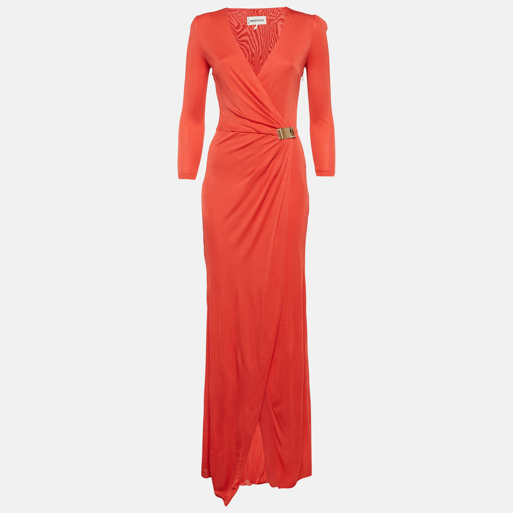 Emilio Pucci Red Jersey V-Neck Long Dress