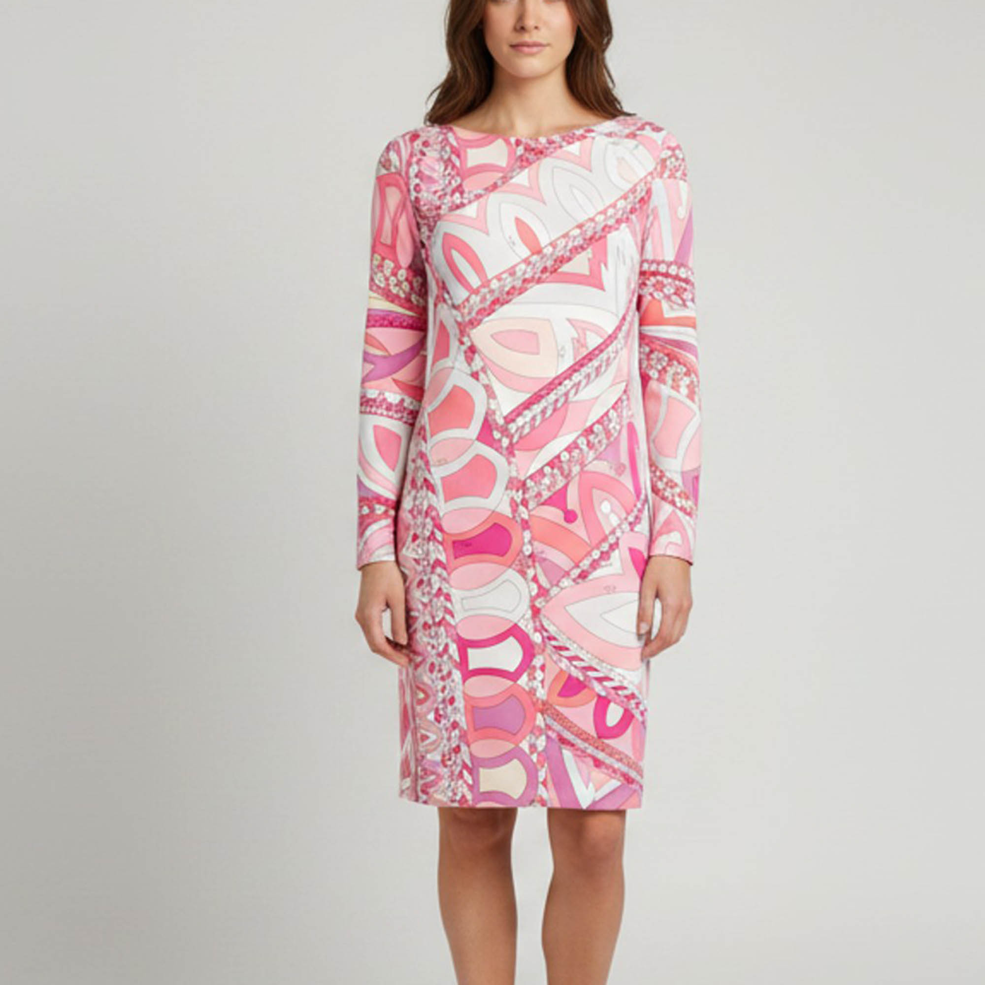 Emilio Pucci Pink Iride Print Jersey Shift Dress