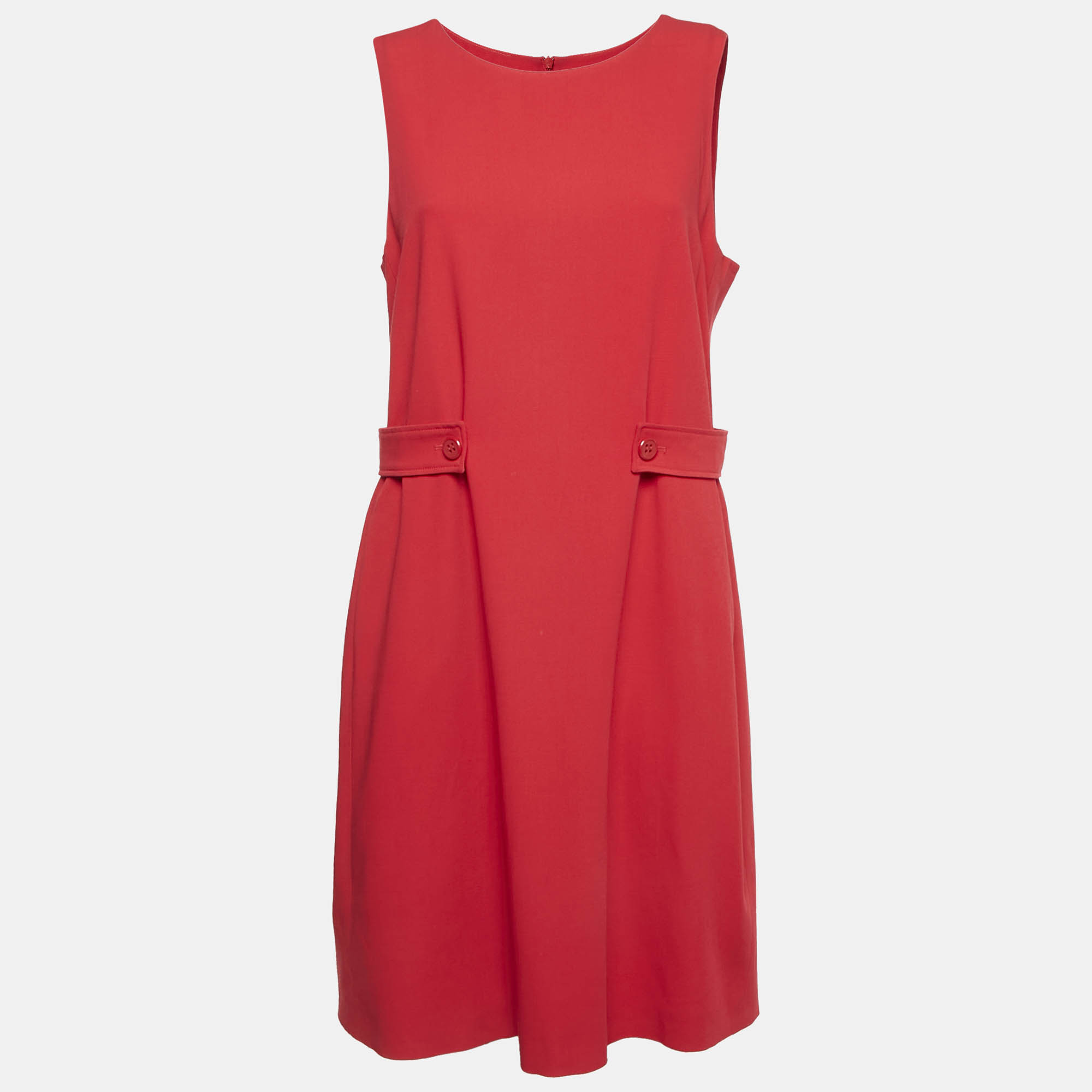 Emporio Armani Red Wool Blend Sleeveless Short Dress