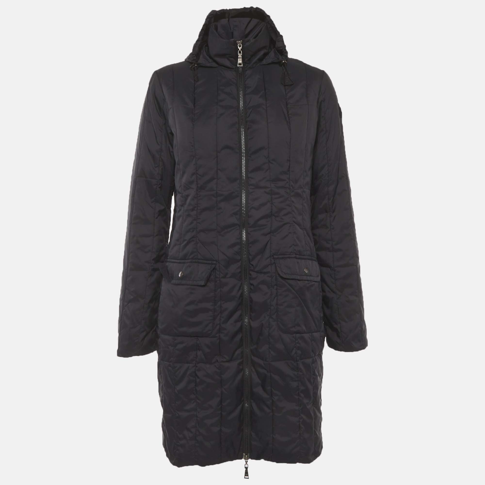 Emporio Armani Black Nylon Puffer Coat