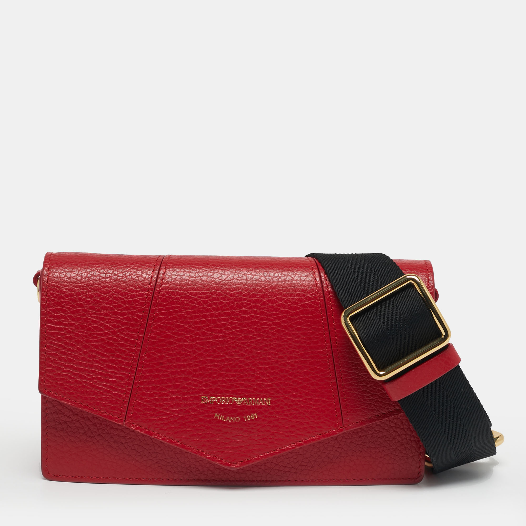 Emporio Armani Envelope Red Faux Leather Crossbody Bag