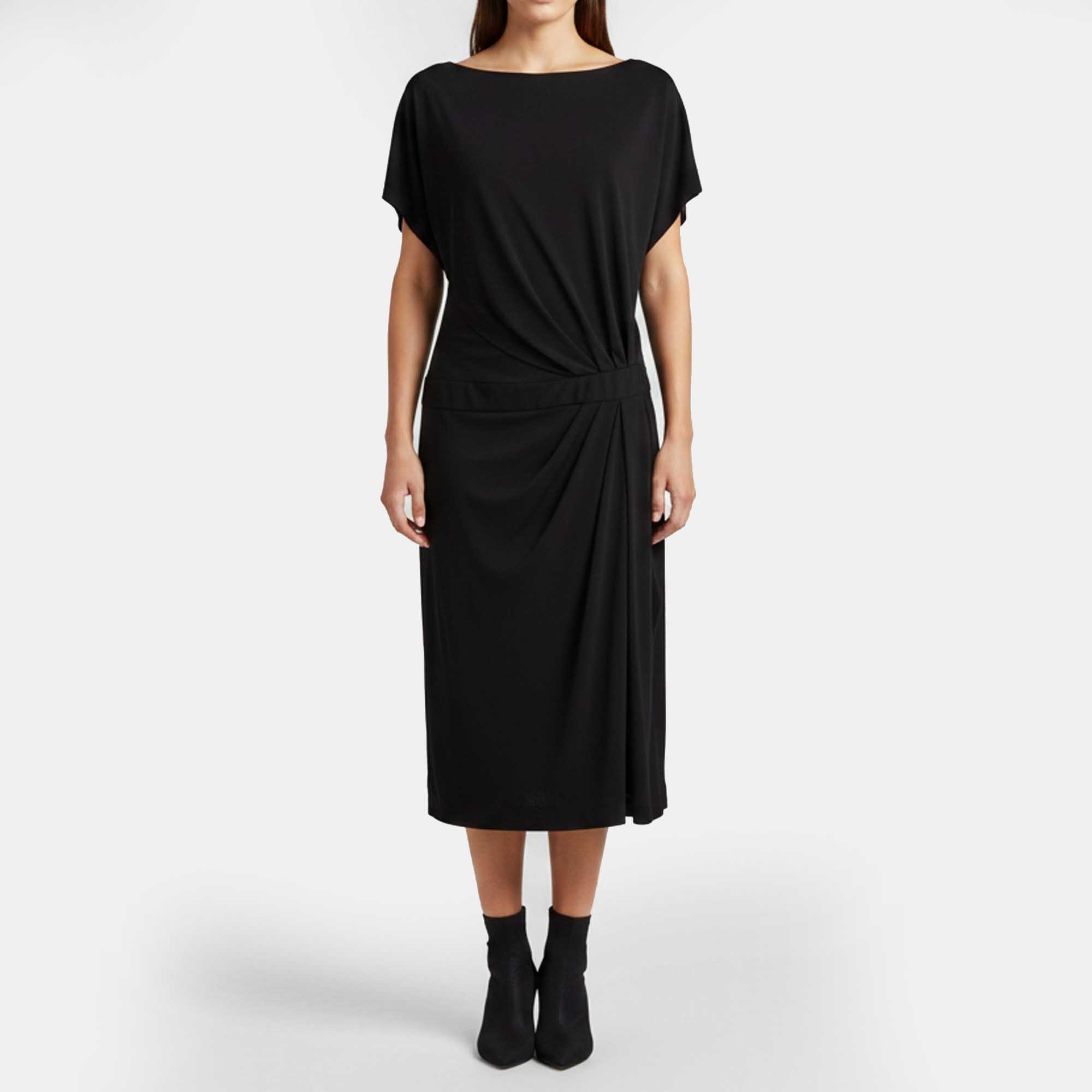 Escada Black Jersey Draped Midi Dress