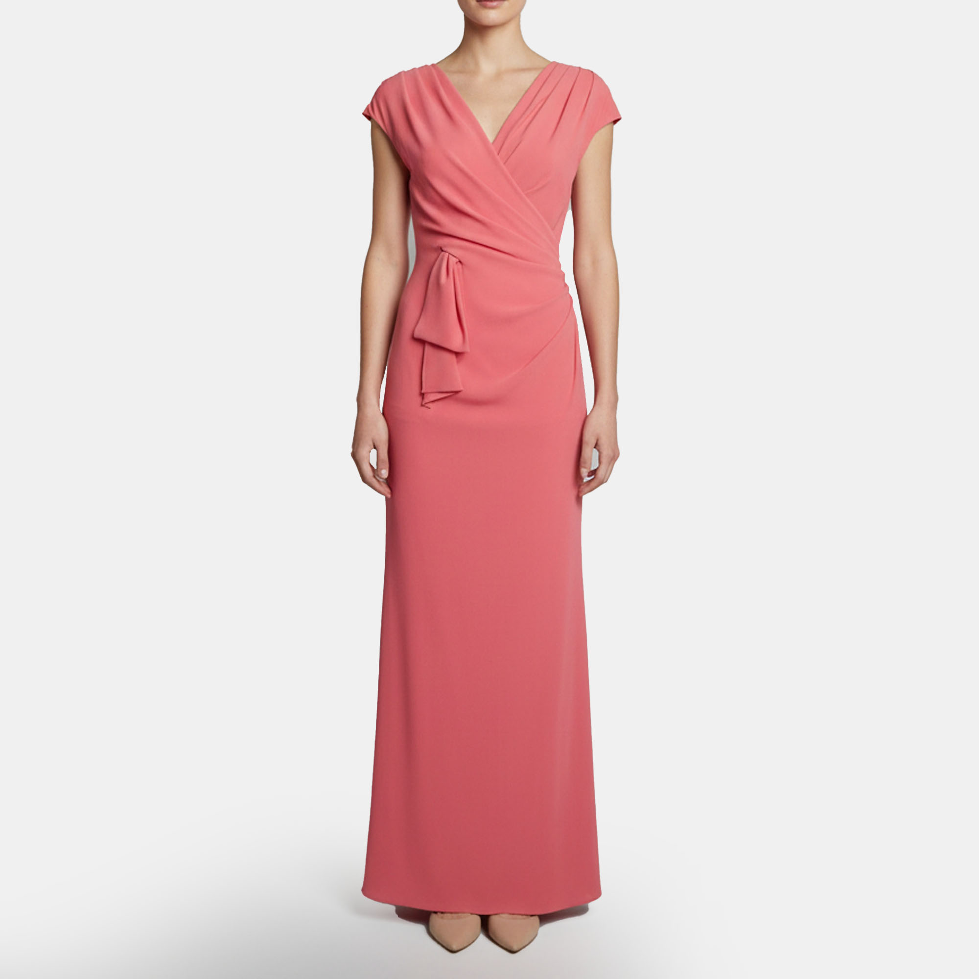 Escada Pink Crepe Draped Ditta Long Dress