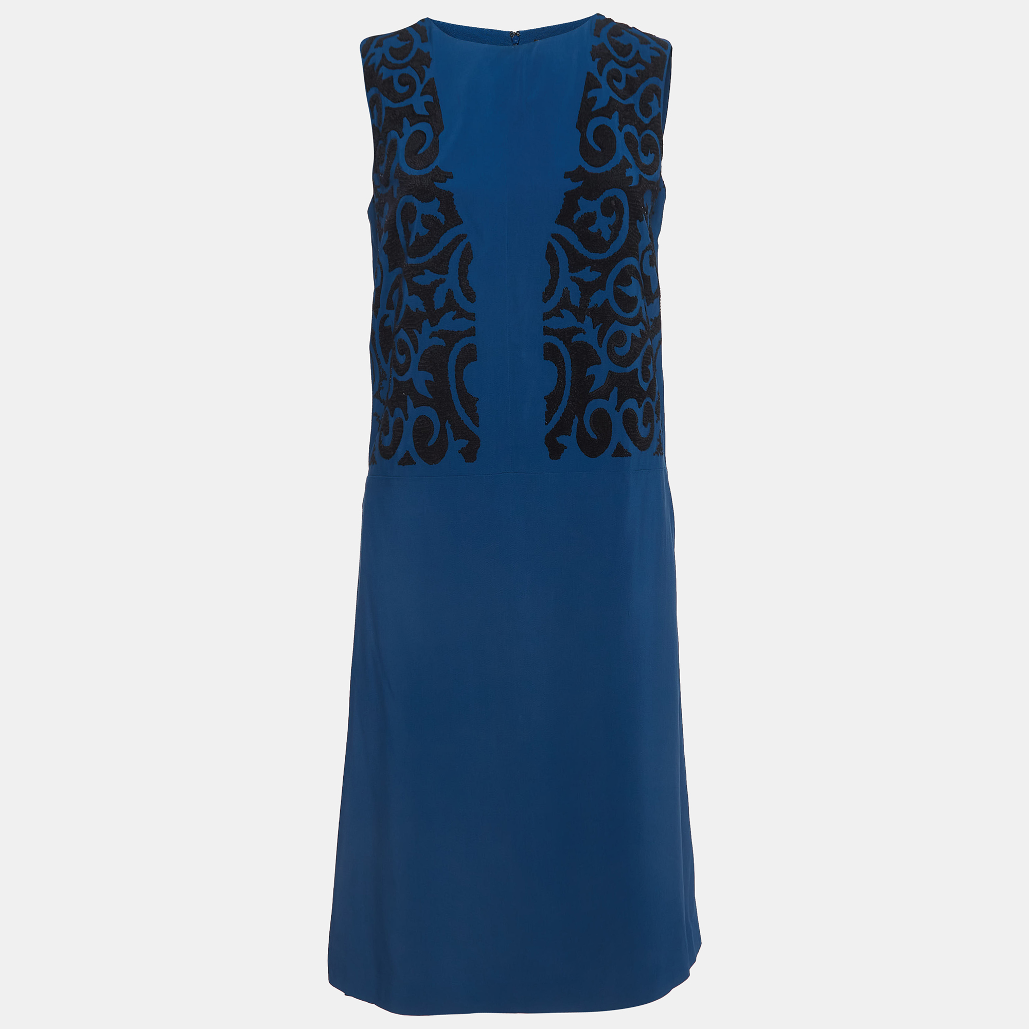 Etro Blue Embellished Sleeveless Shirt Dress