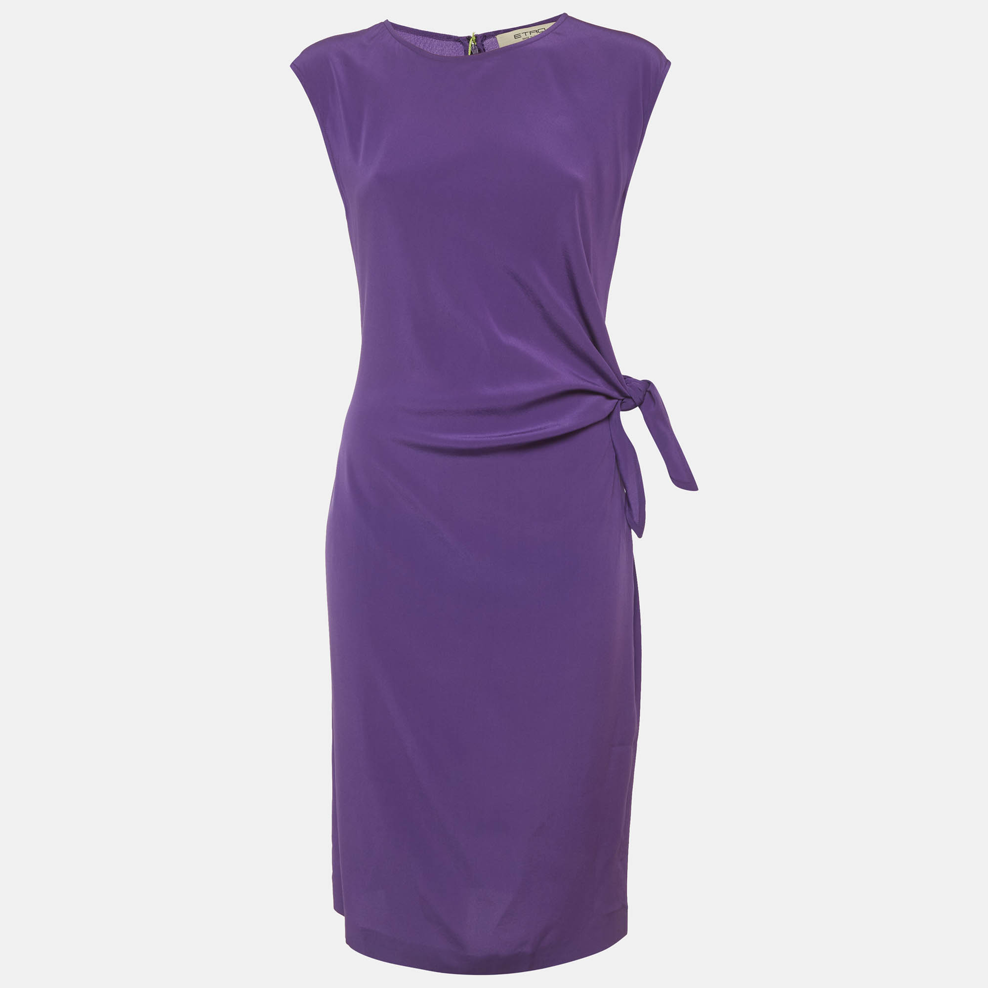 Etro Purple Silk Chiffon Draped Tie Mini Dress