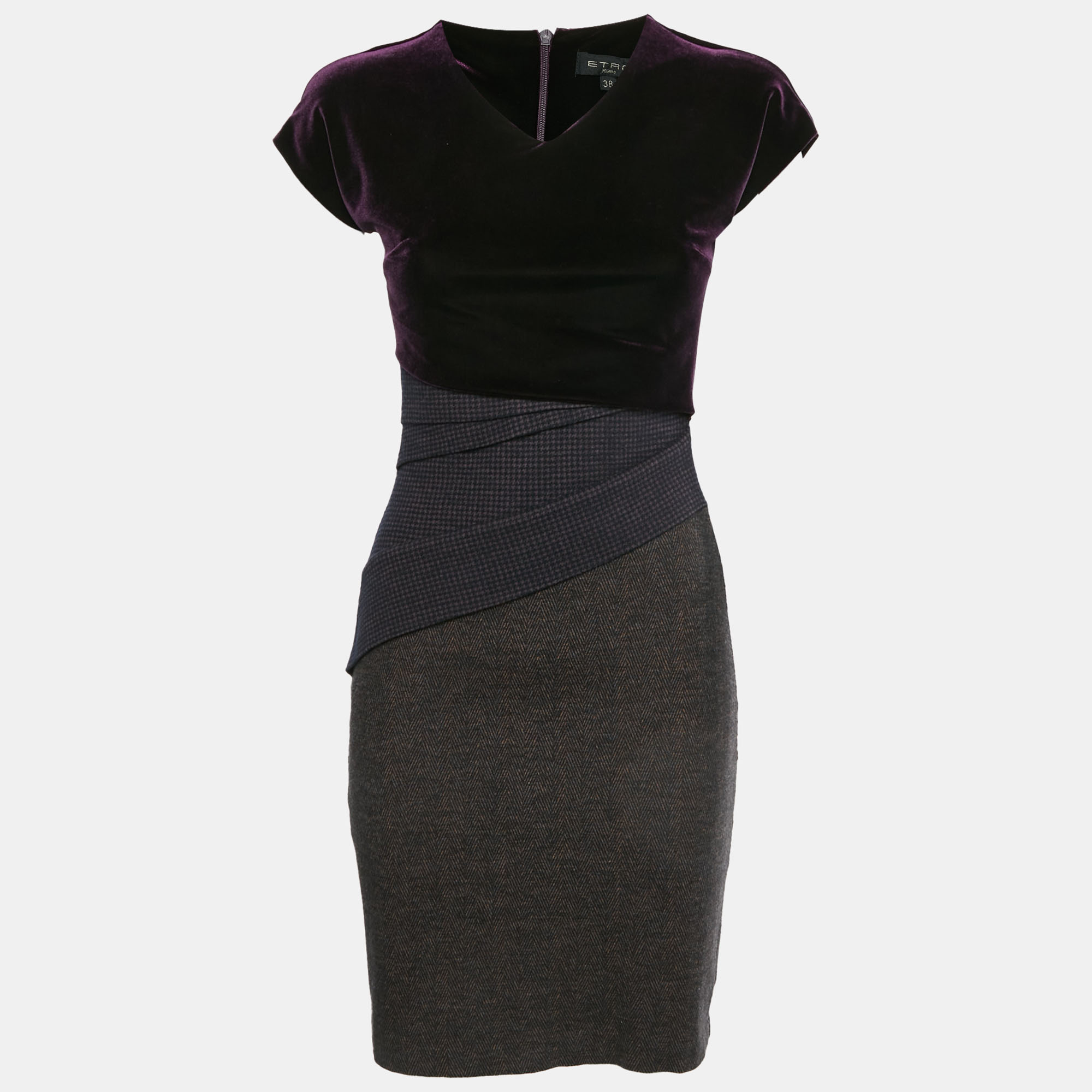 Etro Purple Velvet and Wool Mini Dress
