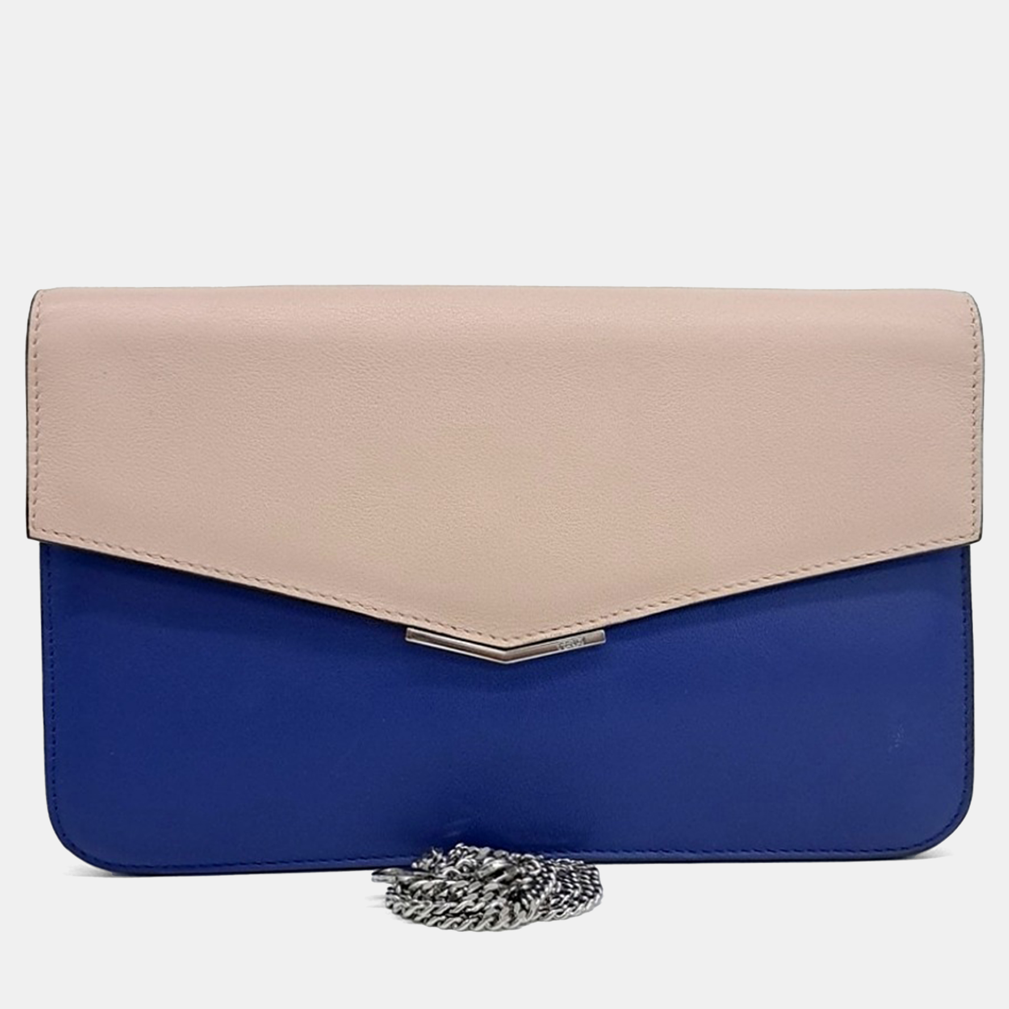Fendi Blue Pink Leather Toujours Clutch and Shoulder Bag