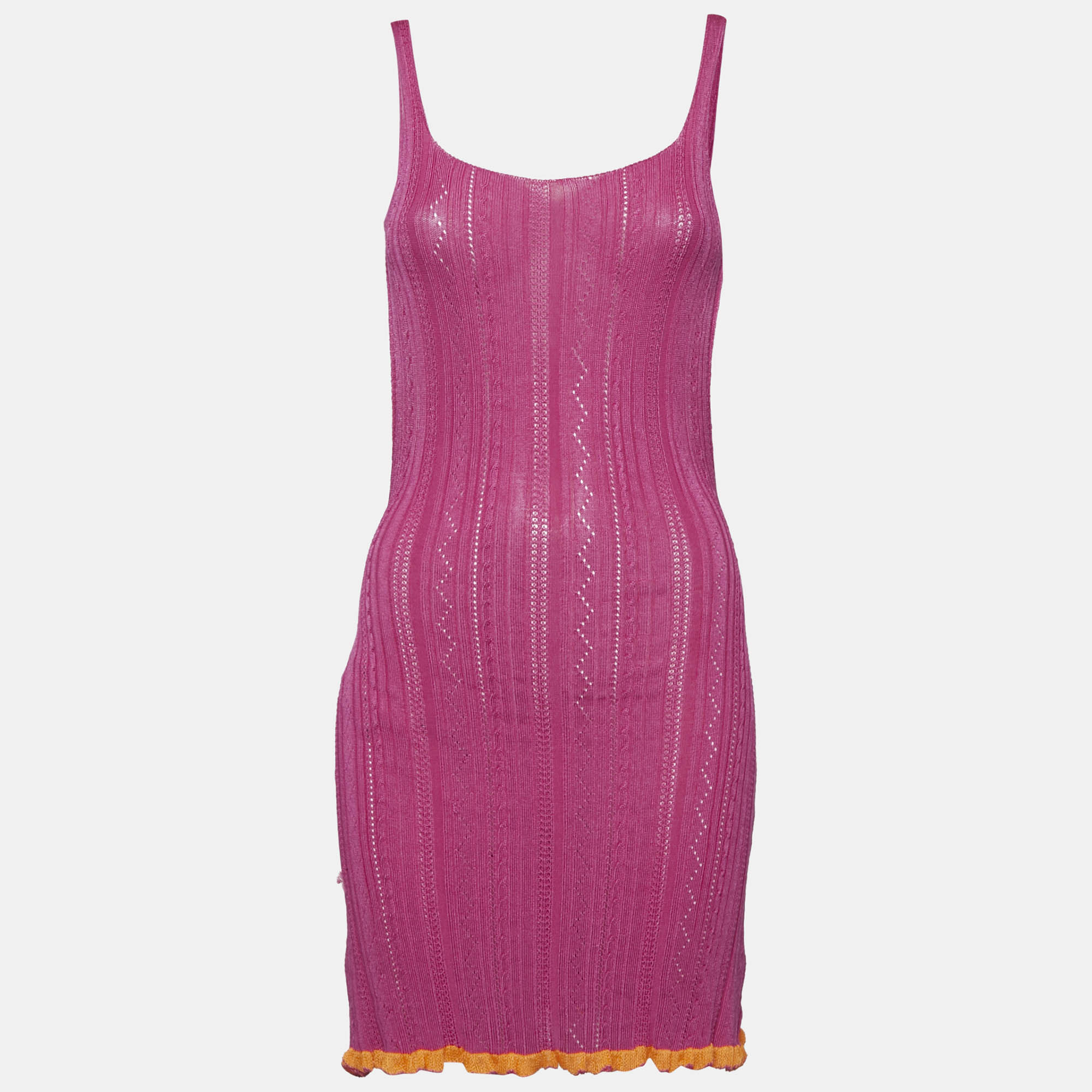 Gimaguas Pink Patterned Knit Sleeveless Mini Dress