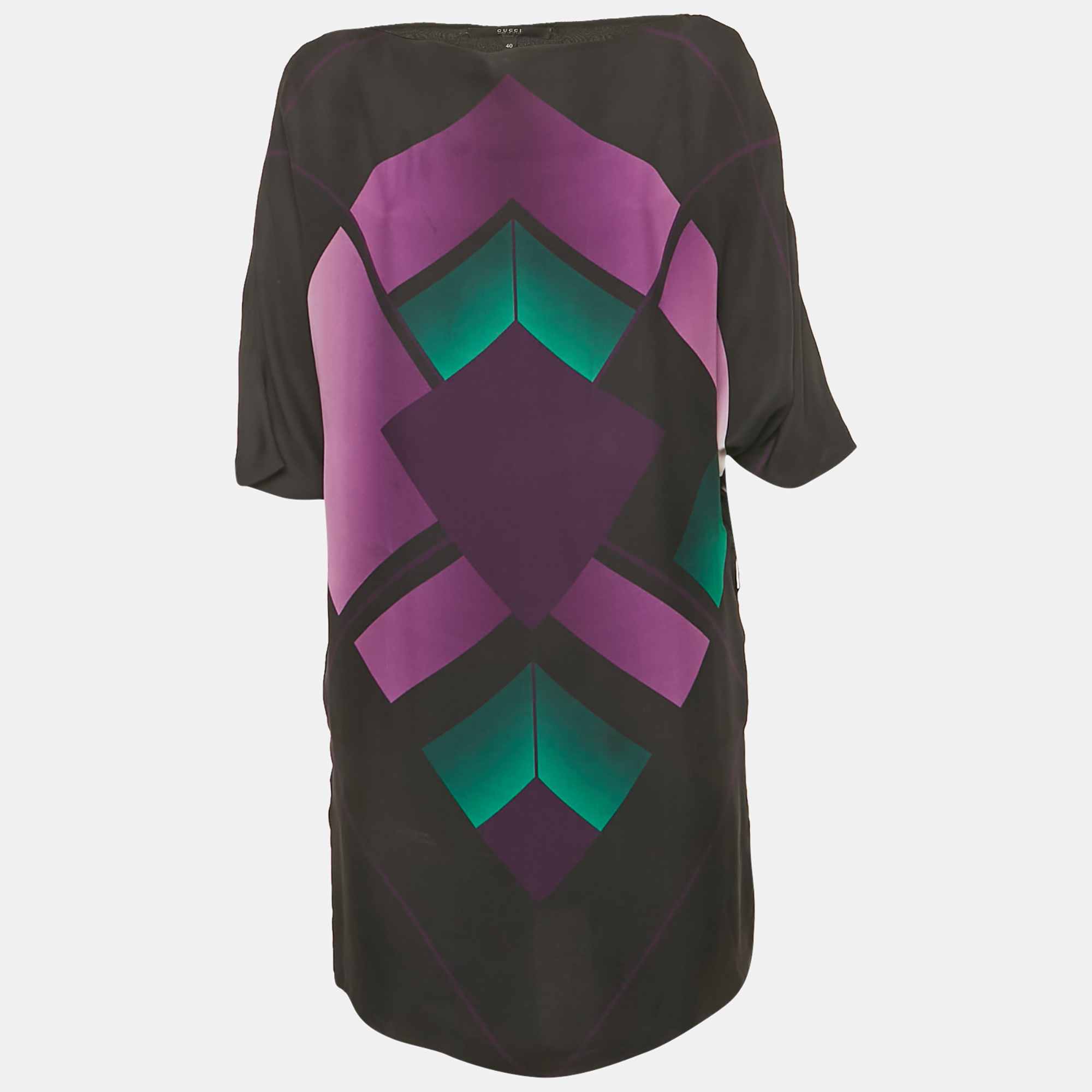 Gucci Black Printed Silk Mini Dress