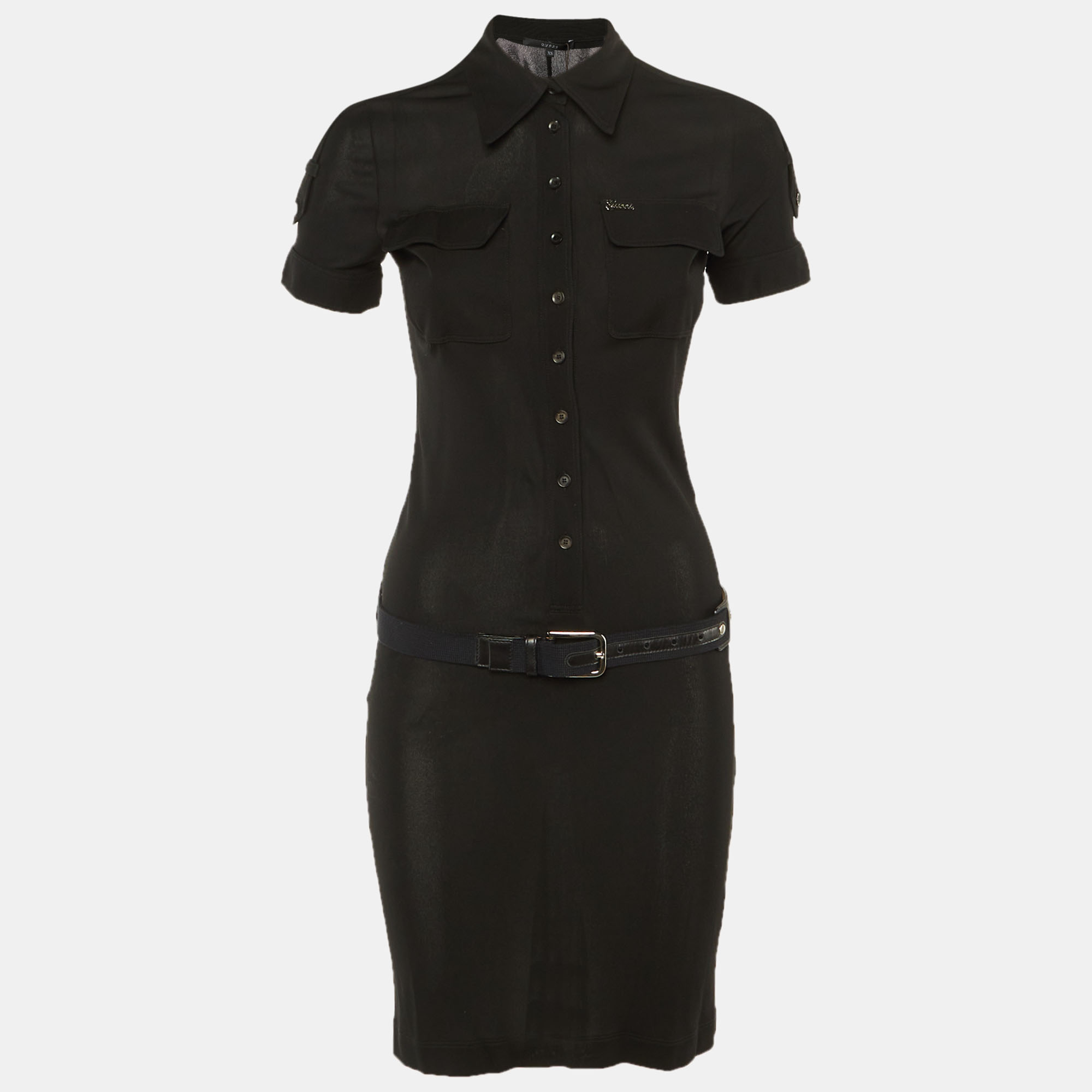 Gucci Black Jersey Pocket Front Mini Dress
