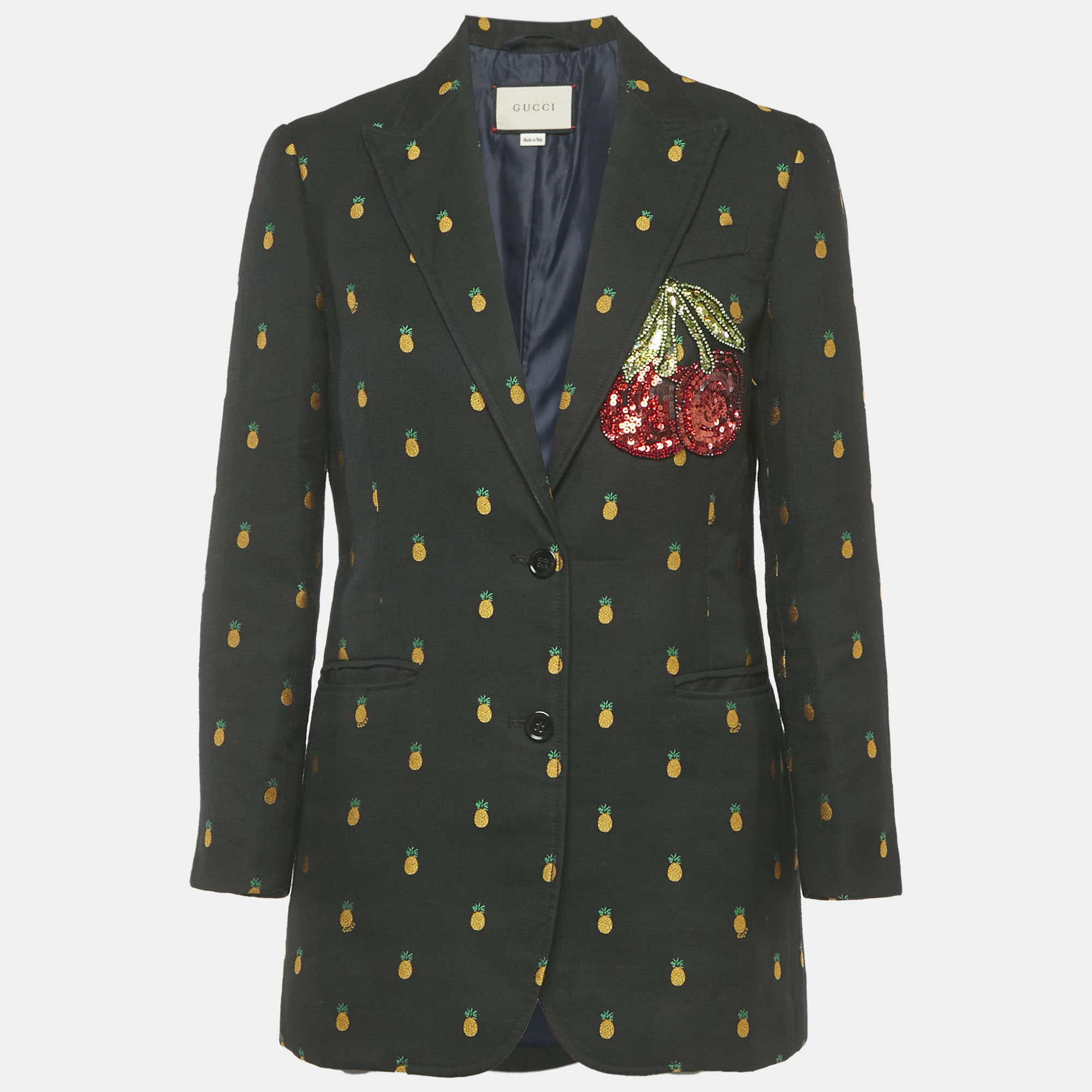 Gucci Black Pineapple Jacquard Gabardine Blazer