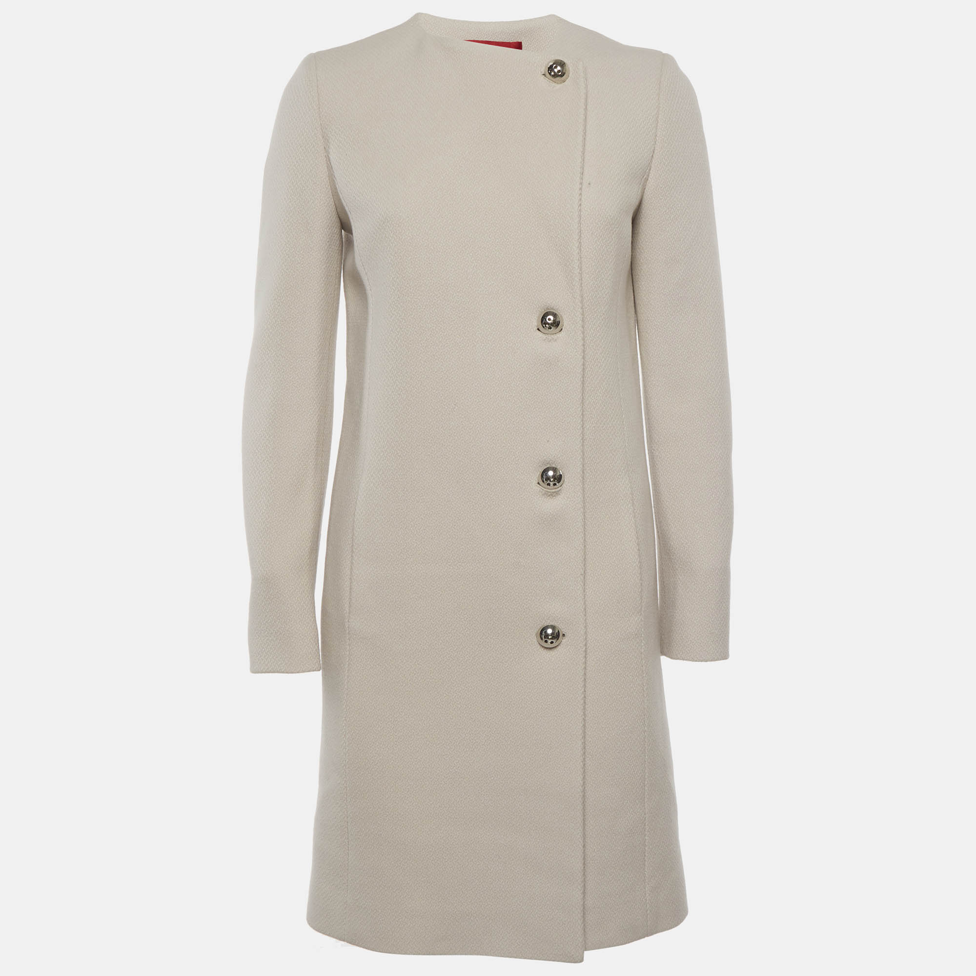 Hugo Boss Beige Wool Blend Asymmetric Mesila Coat