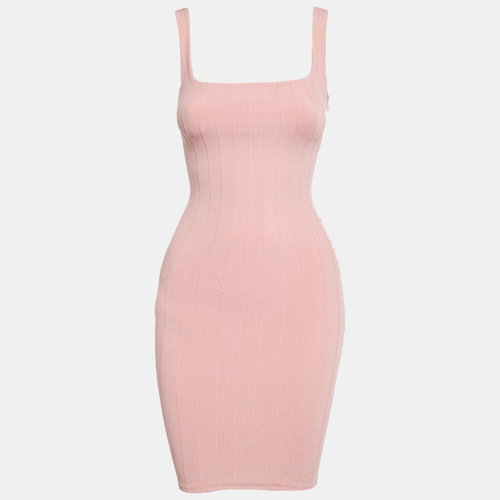 Hunza G Pink Stretch Knit Nile Mini Dress One
