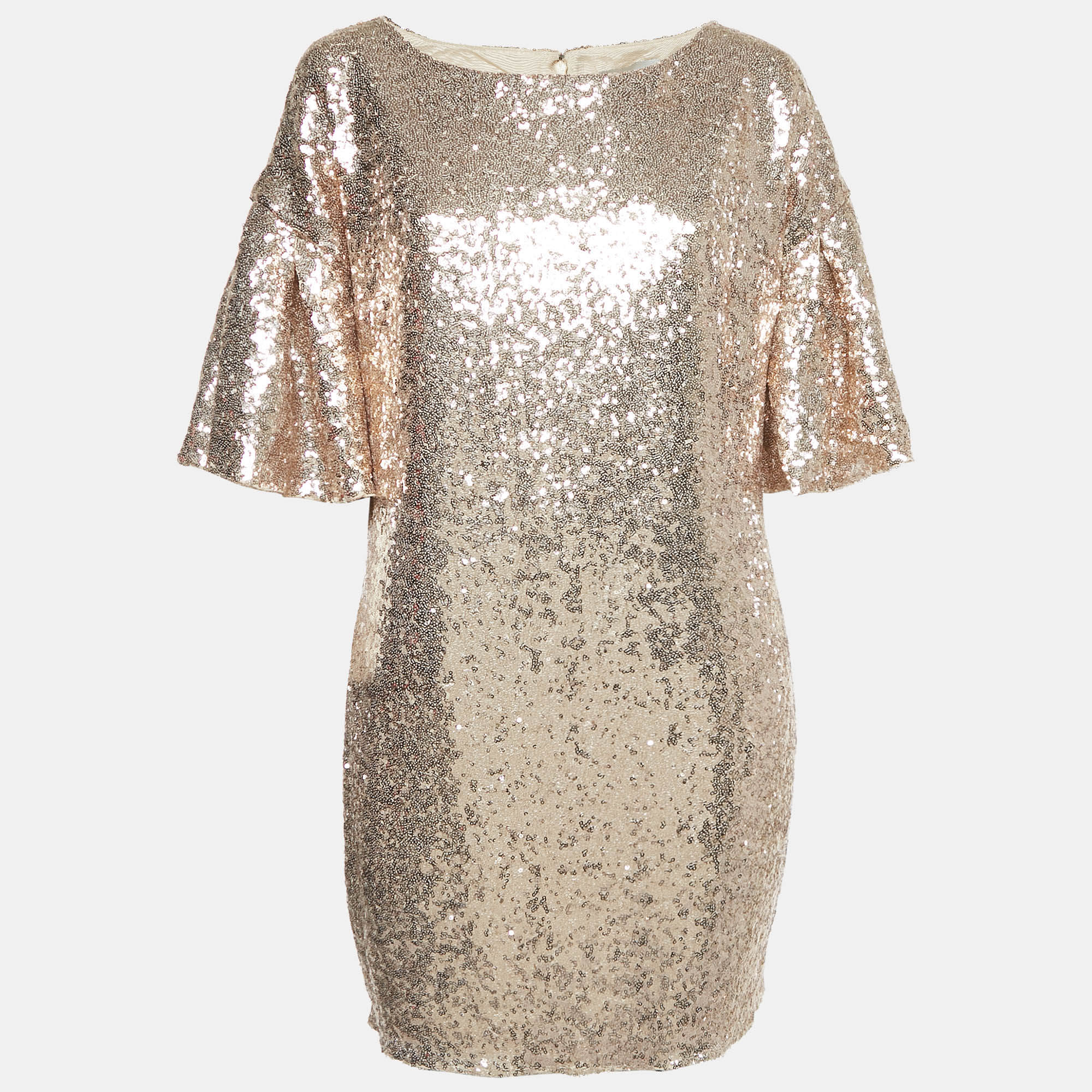 INGIE Paris Copper Gold Sequin Flared Sleeve Mini Dress