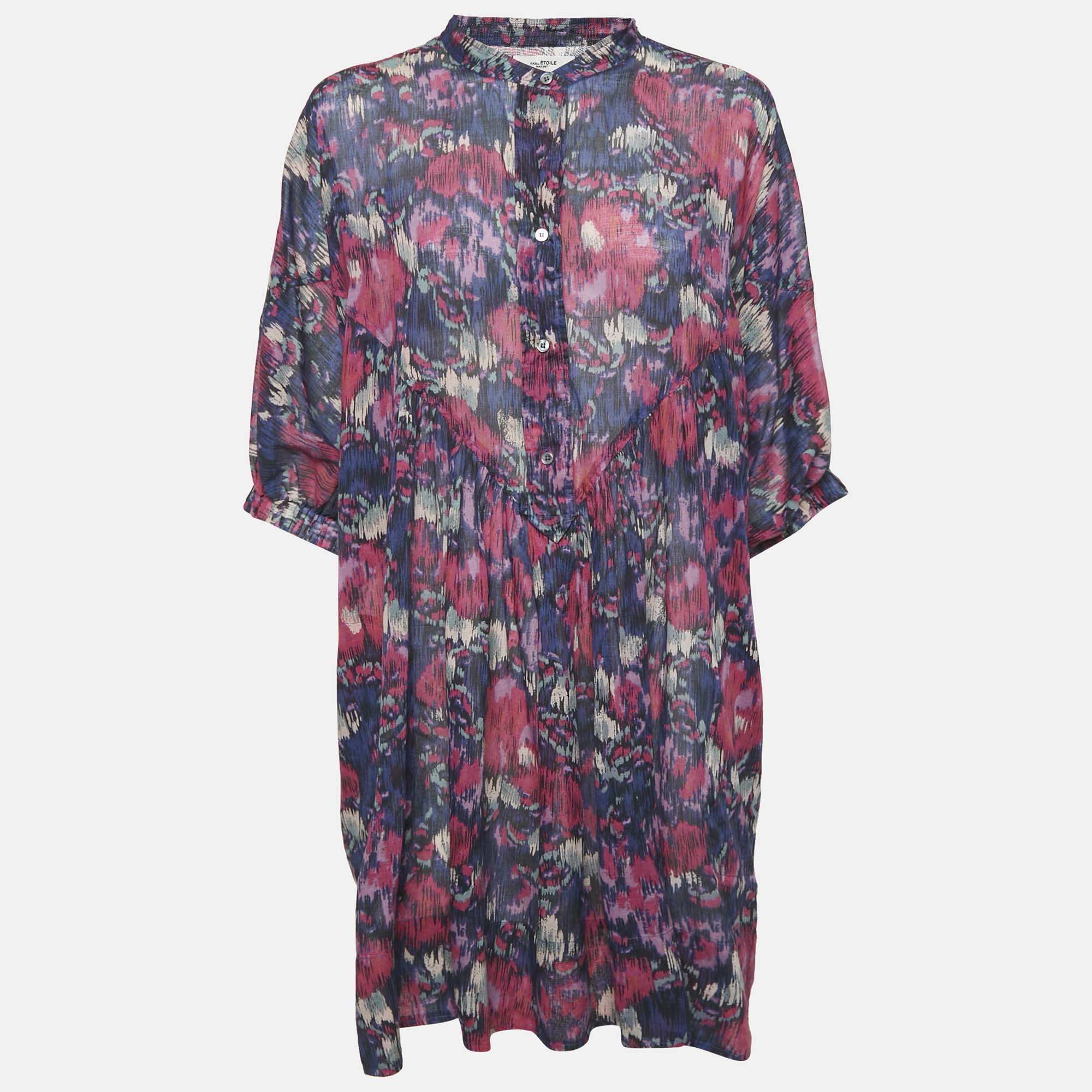 Isabel Marant Etoile PinkBlue Abstract Print Maze Dress