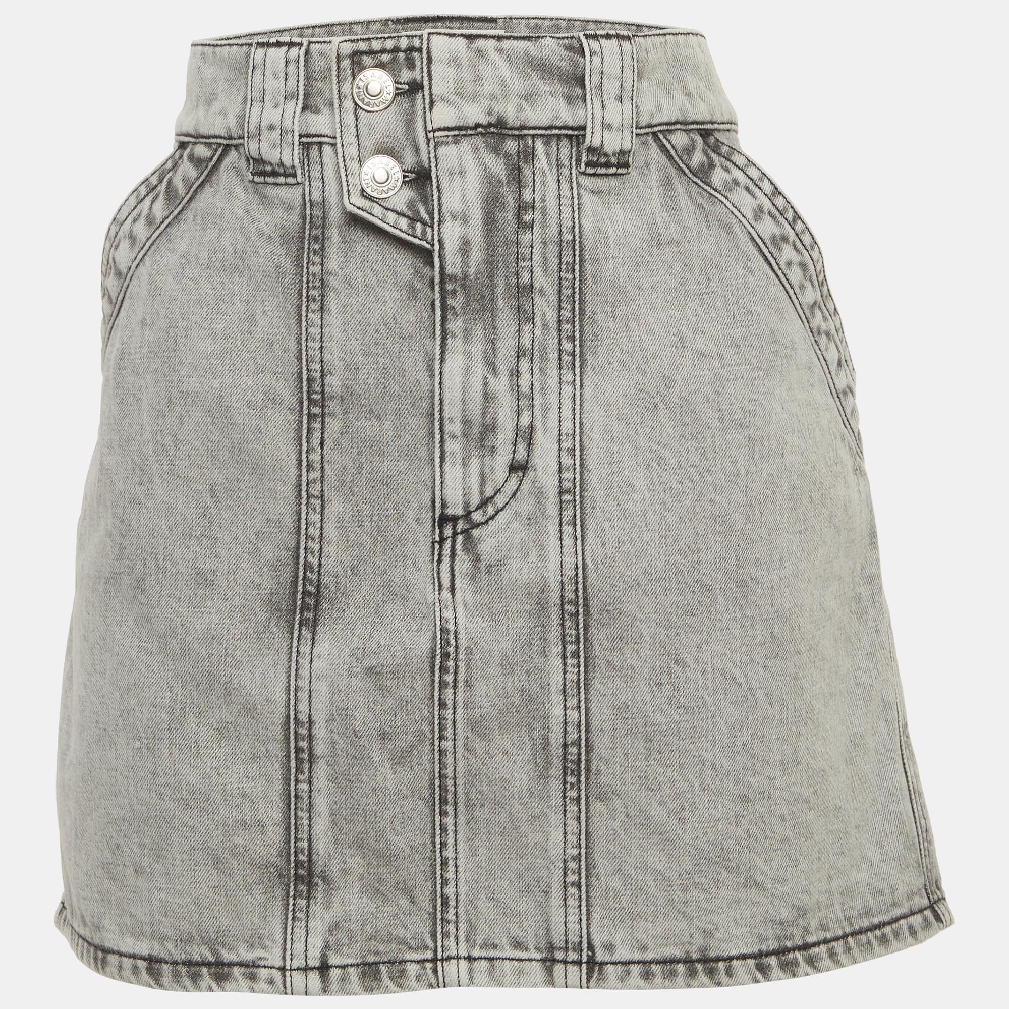 Isabel Marant Etoile Grey Washed Denim Mini Skirt