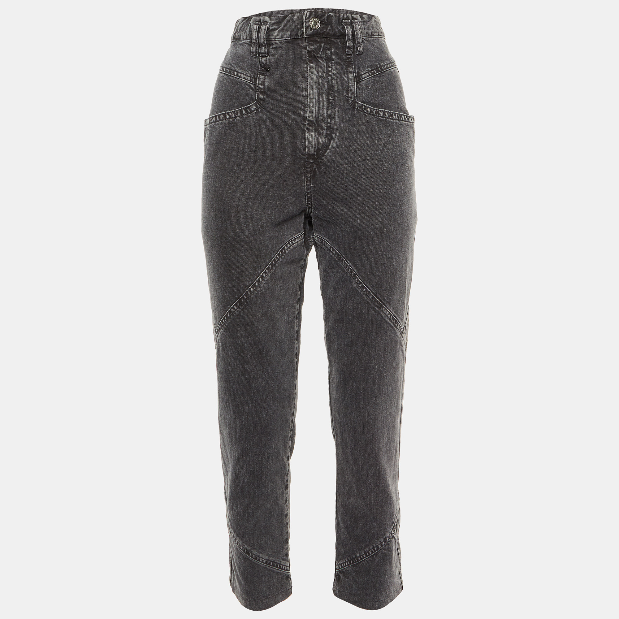 Isabel Marant Grey Denim Eloisa Paneled Boyfriend Jeans SWaist "