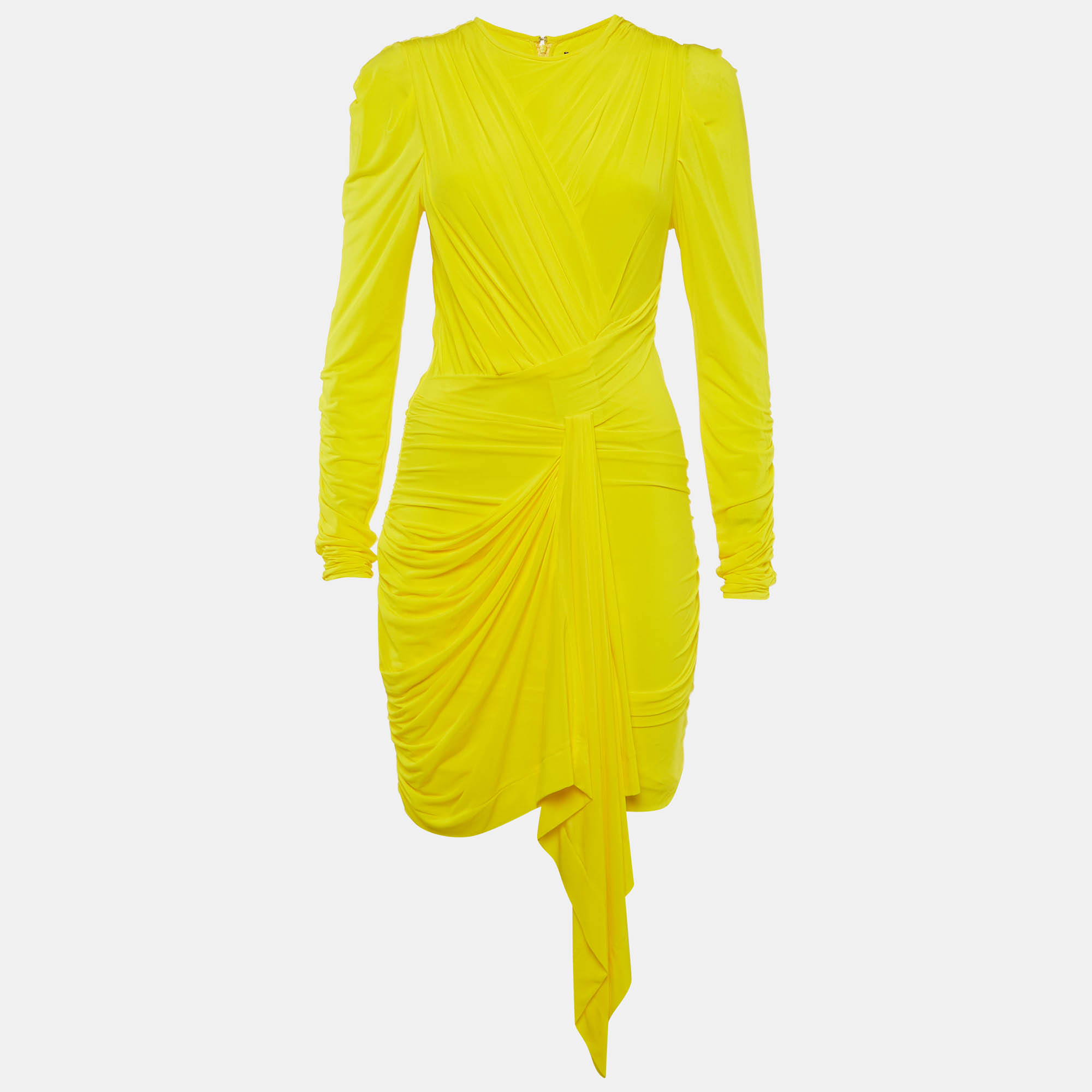 Isabel Marant Yellow Jersey Ruched Mini Dress