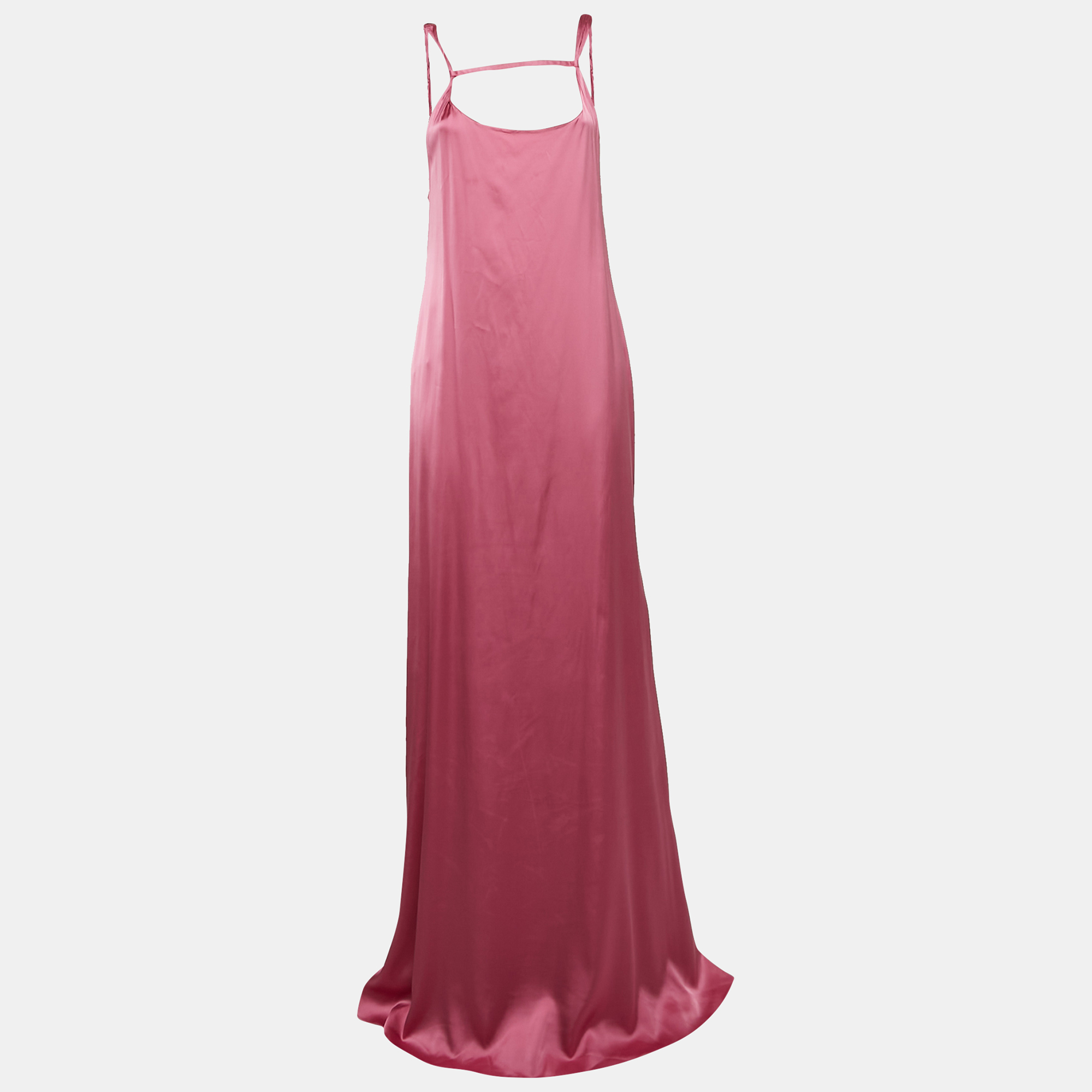 Jacquemus La Robe Stretch Satin Open-Back Mentalo Maxi Dress