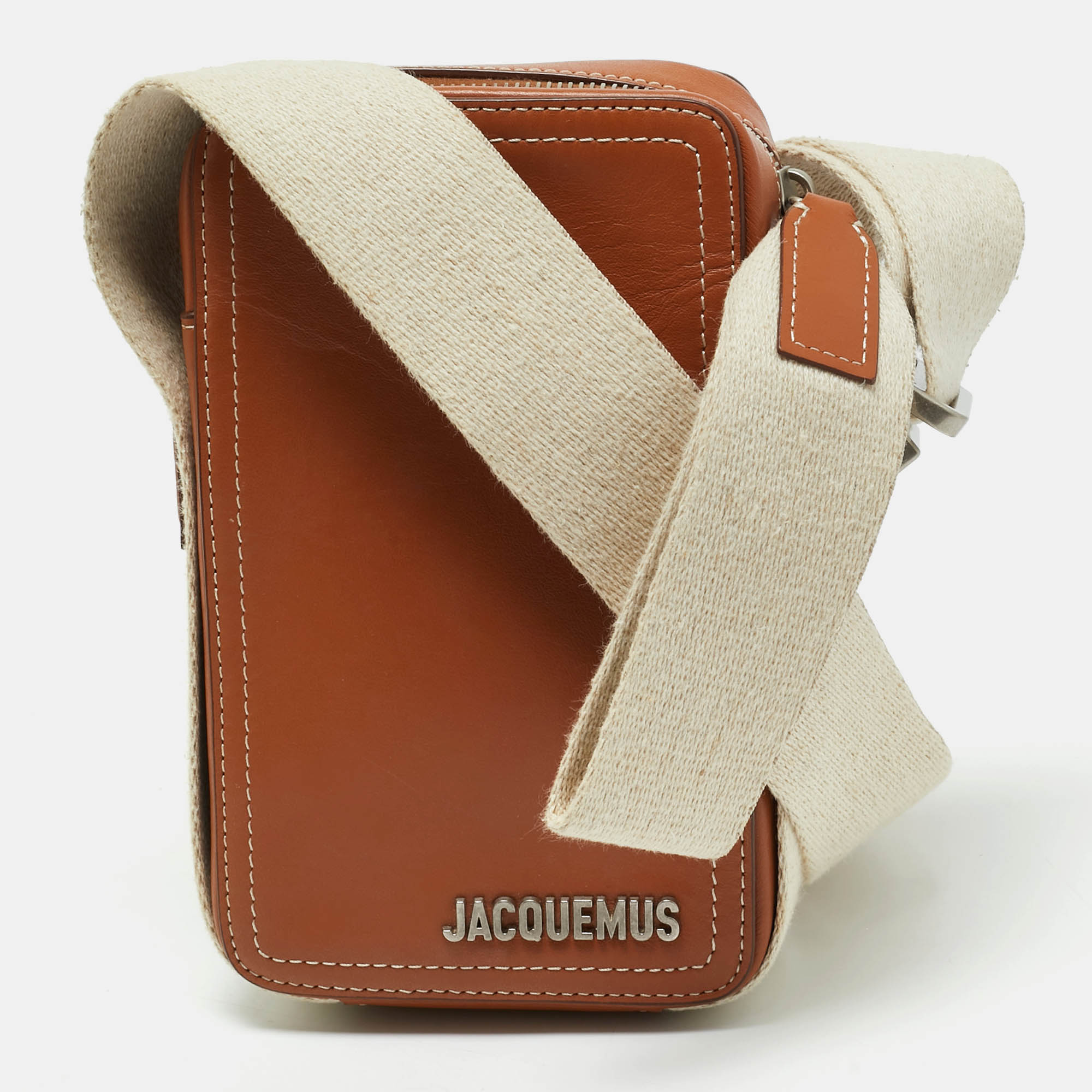 Jacquemus Le Cuerda Brown Leather Vertical Crossbody Bag