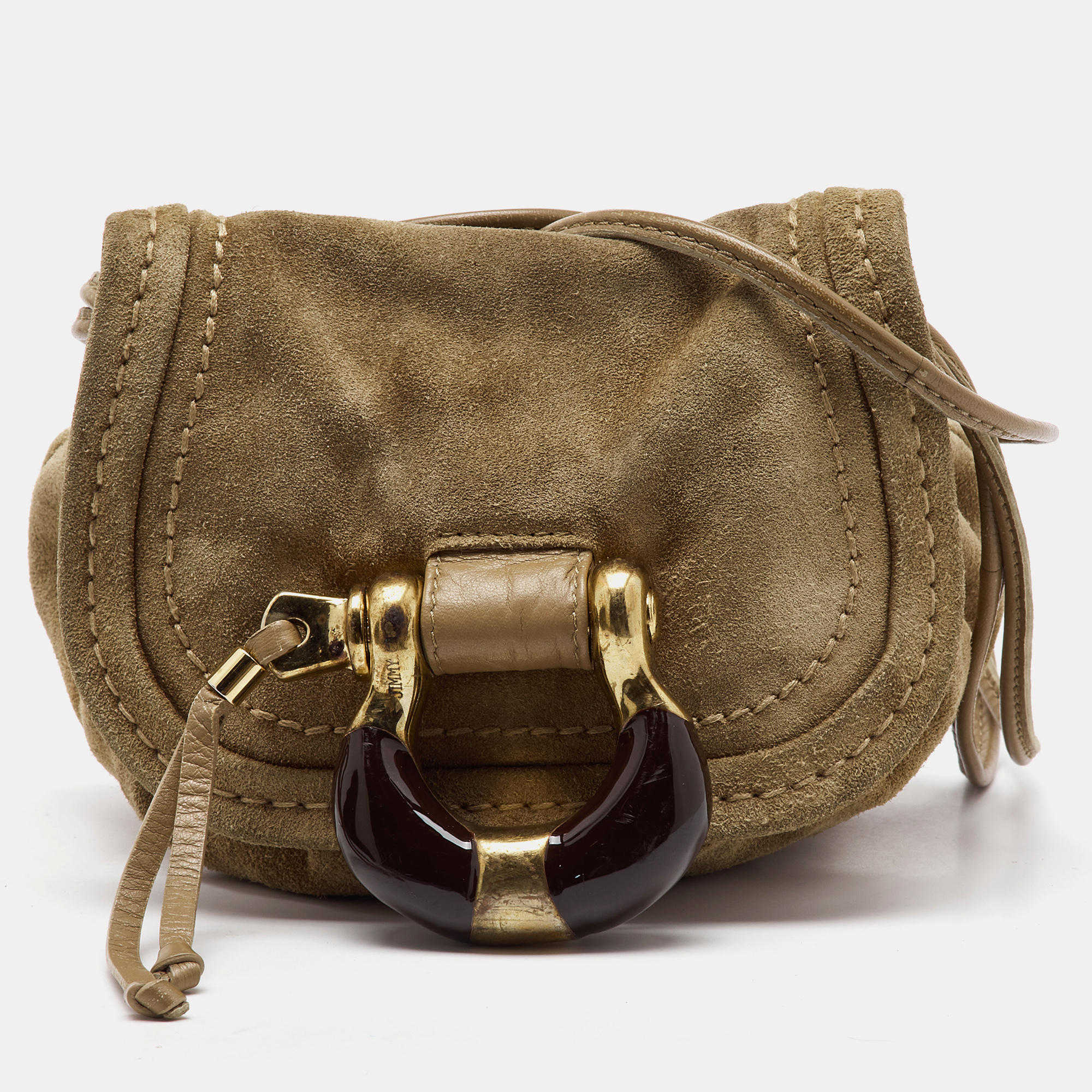 Jimmy Choo Light Brown Suede Mini Flap Crossbody Bag