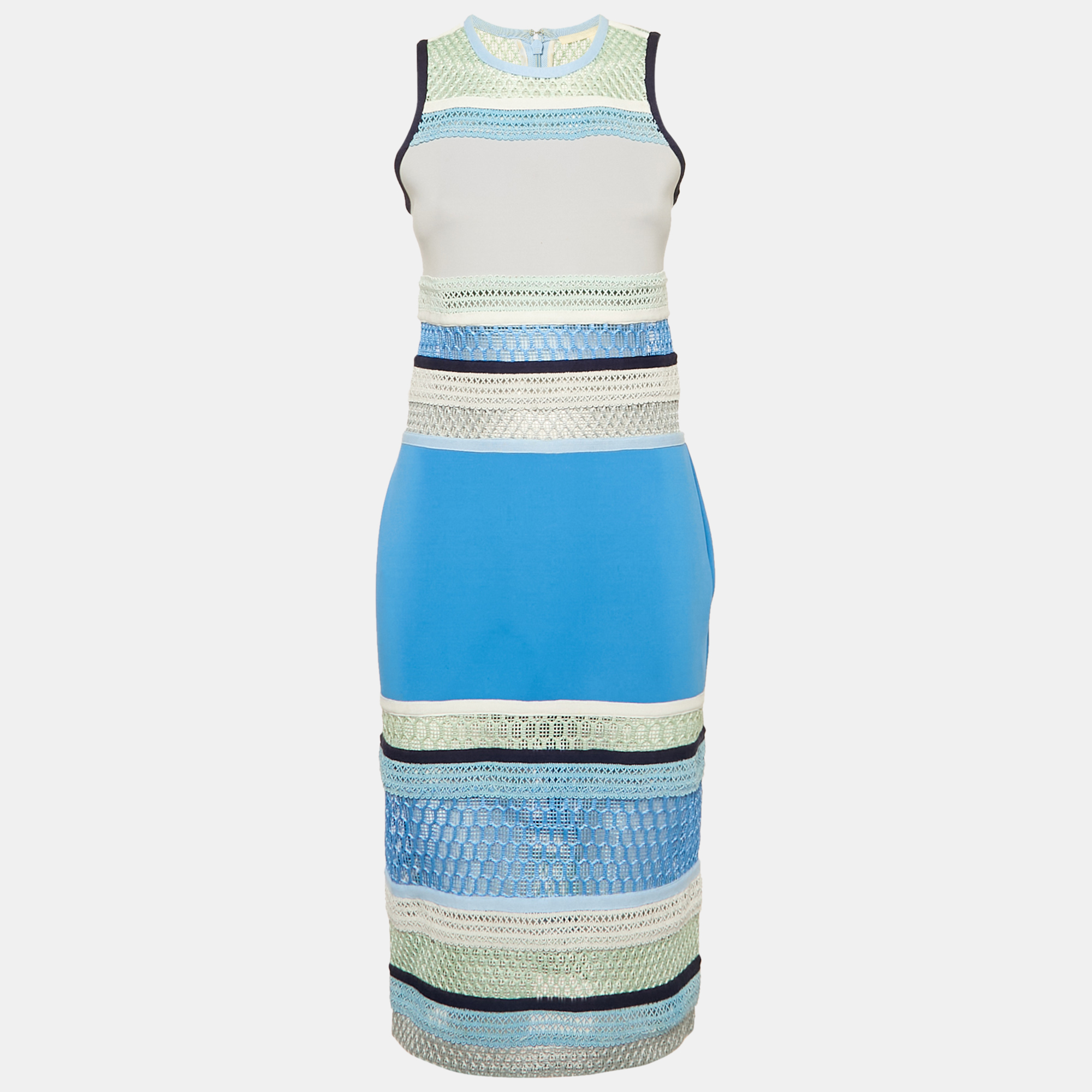 Jonathan Simkhai Blue Lace and Neoprene Sheath Dress
