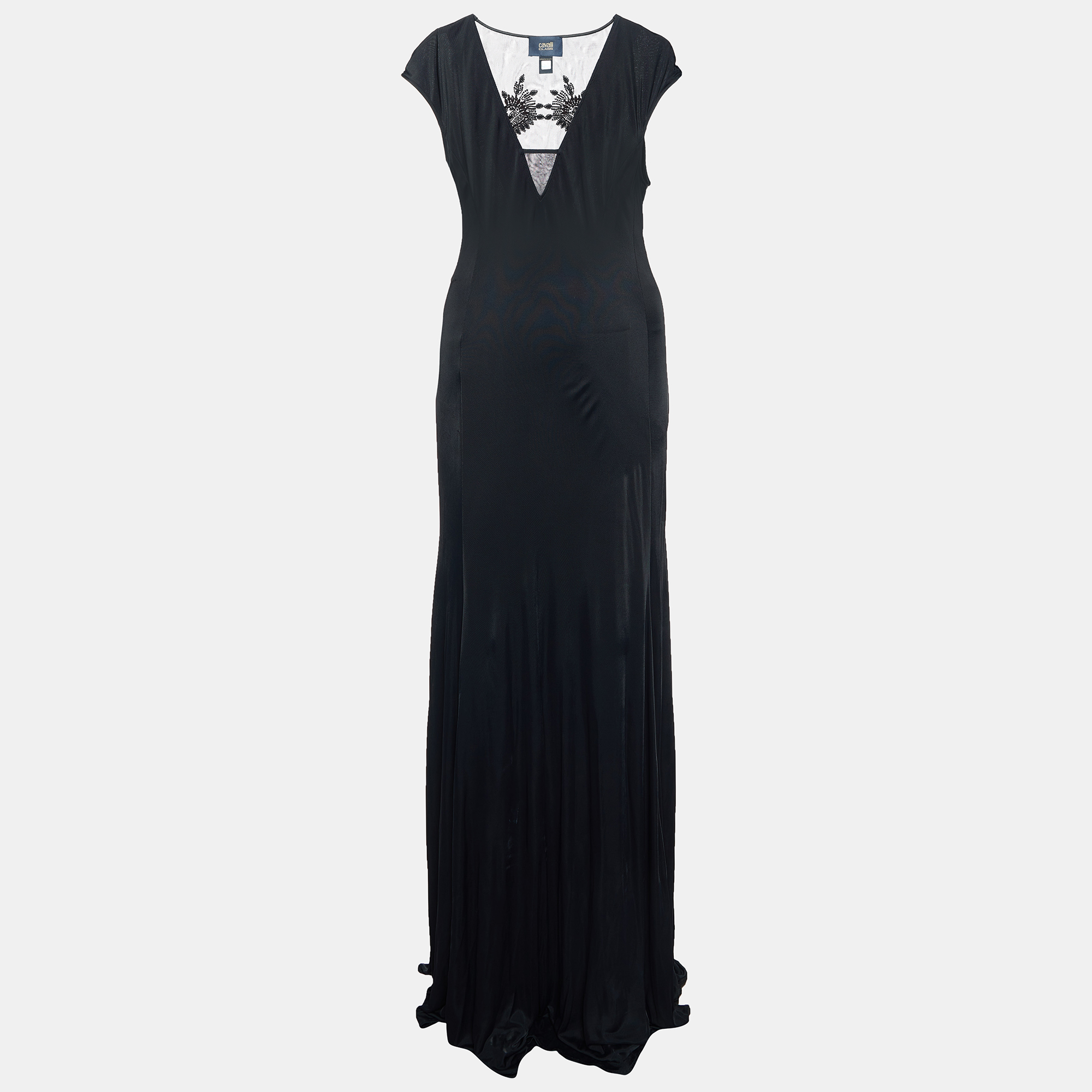Class by Roberto Cavalli Black Jersey Embellished Sleeveless Maxi Dress
