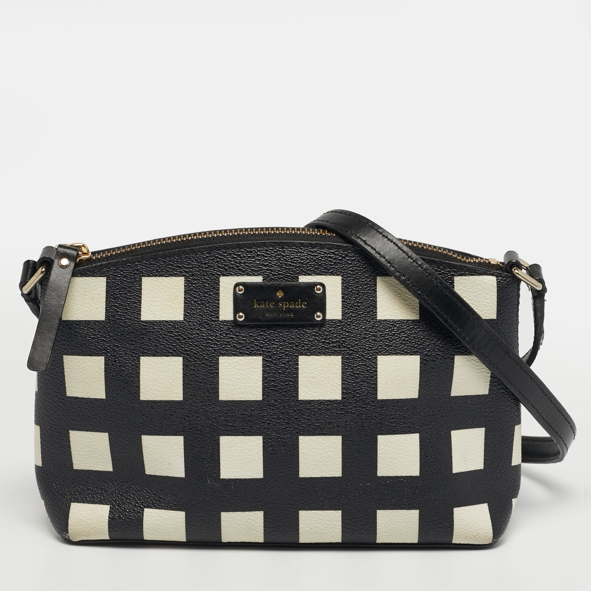 Kate Spade BlackWhite Leather Grove Street Millie Art Crossbody Bag