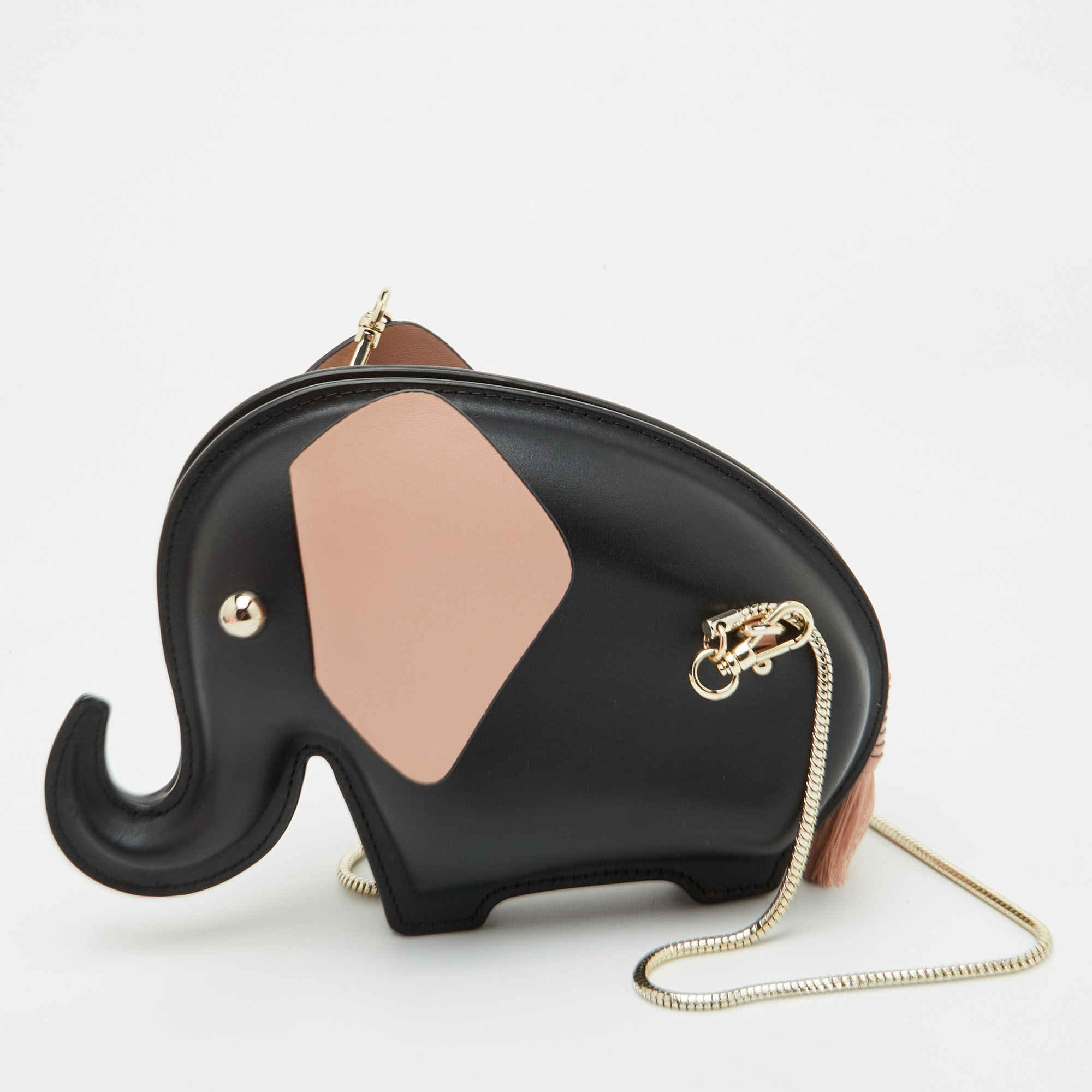 Kate Spade Tiny Elephant BlackBeige Leather Chain Crossbody Bag