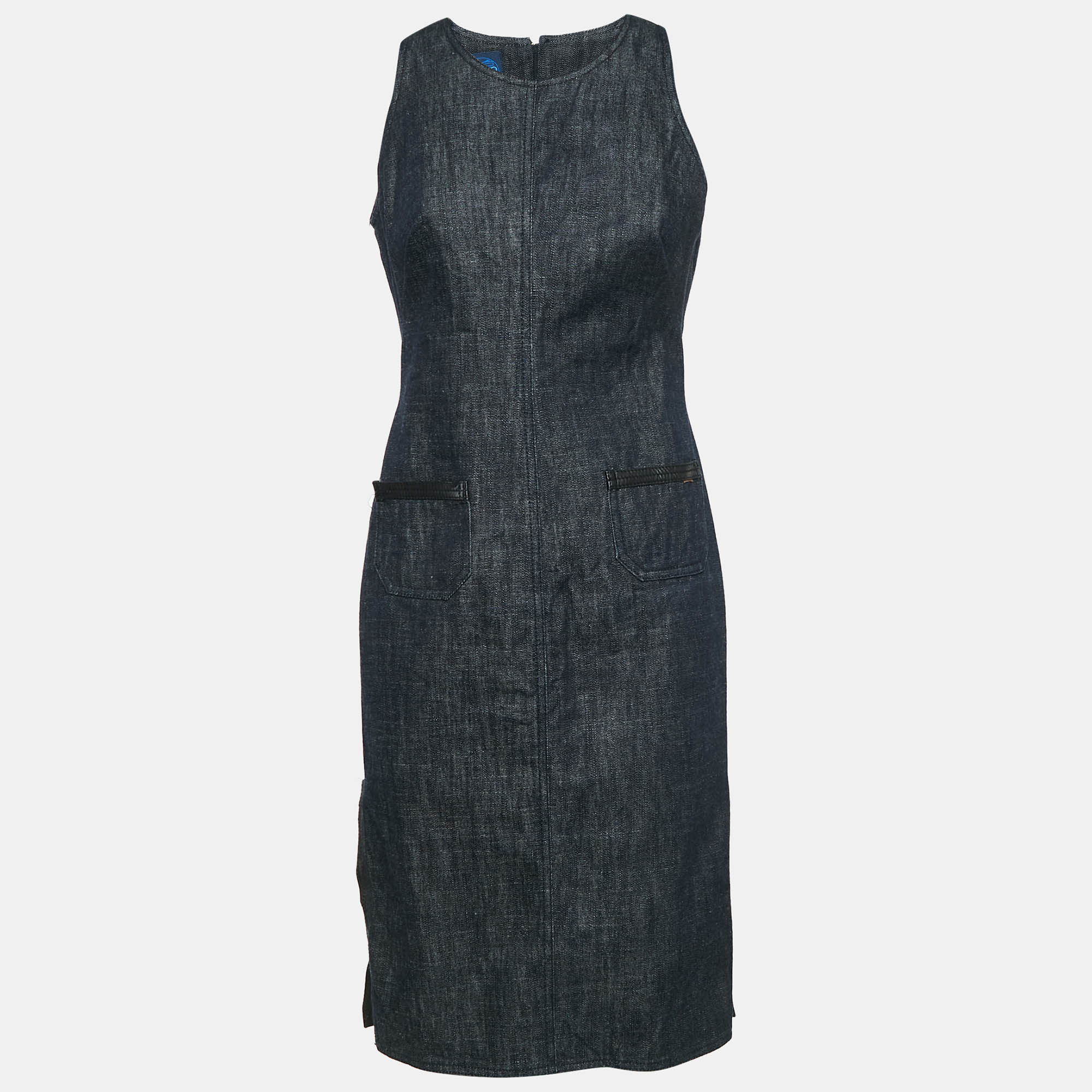 Kenzo Navy Blue Denim Jeans Sleeveless Short Dress