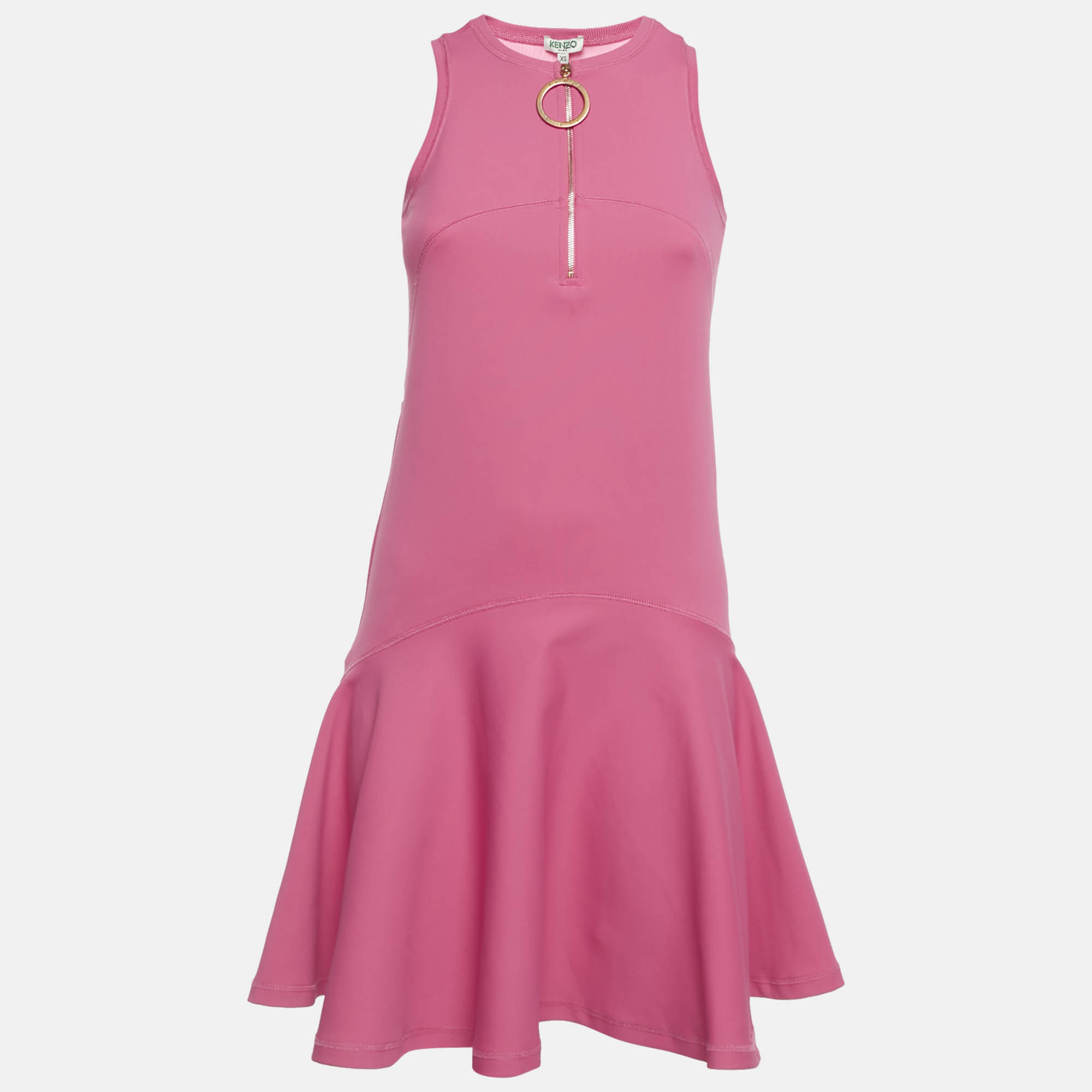Kenzo Pink Jersey Sleeveless Flared Mini Dress