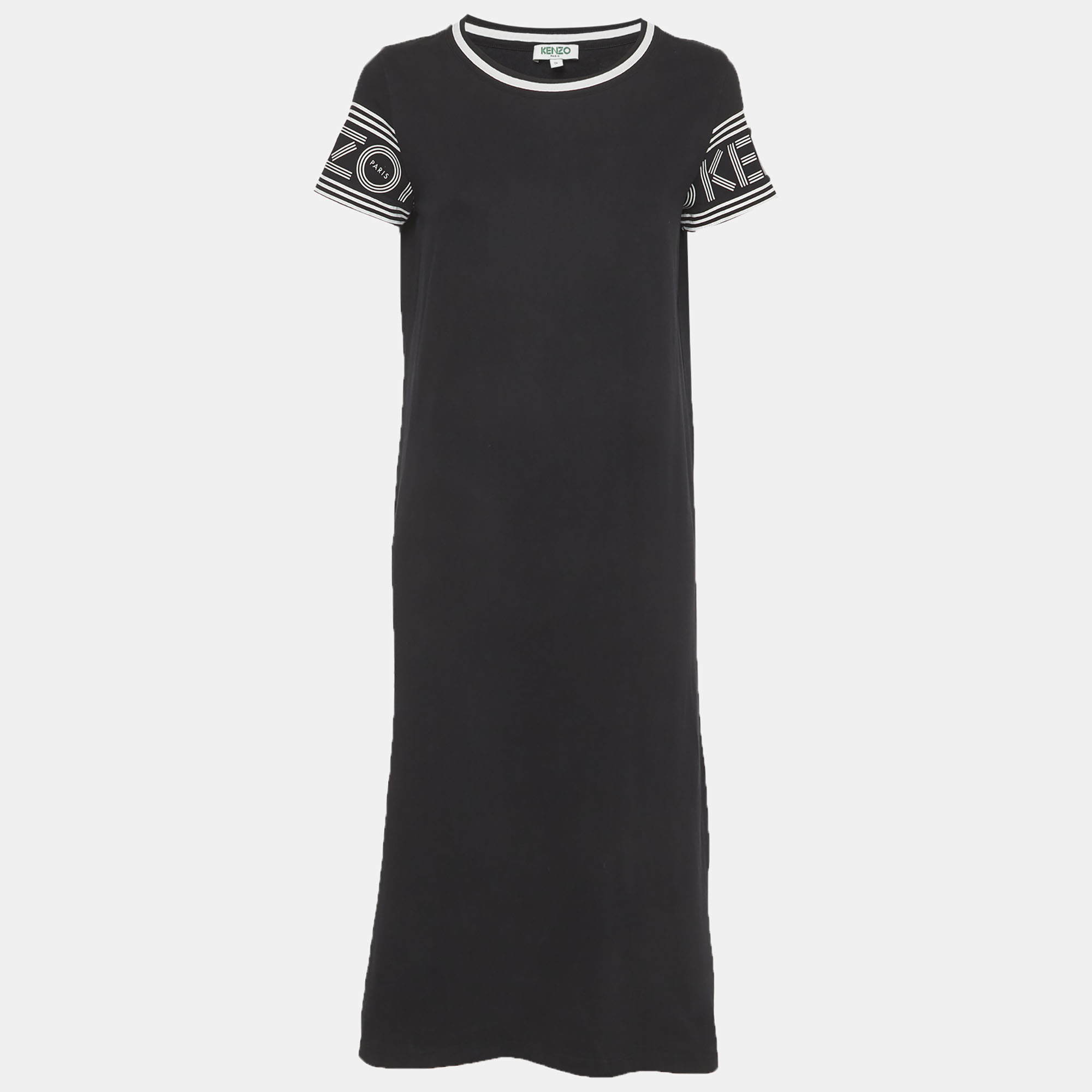 Kenzo Black Logo Print Jersey Midi Dress