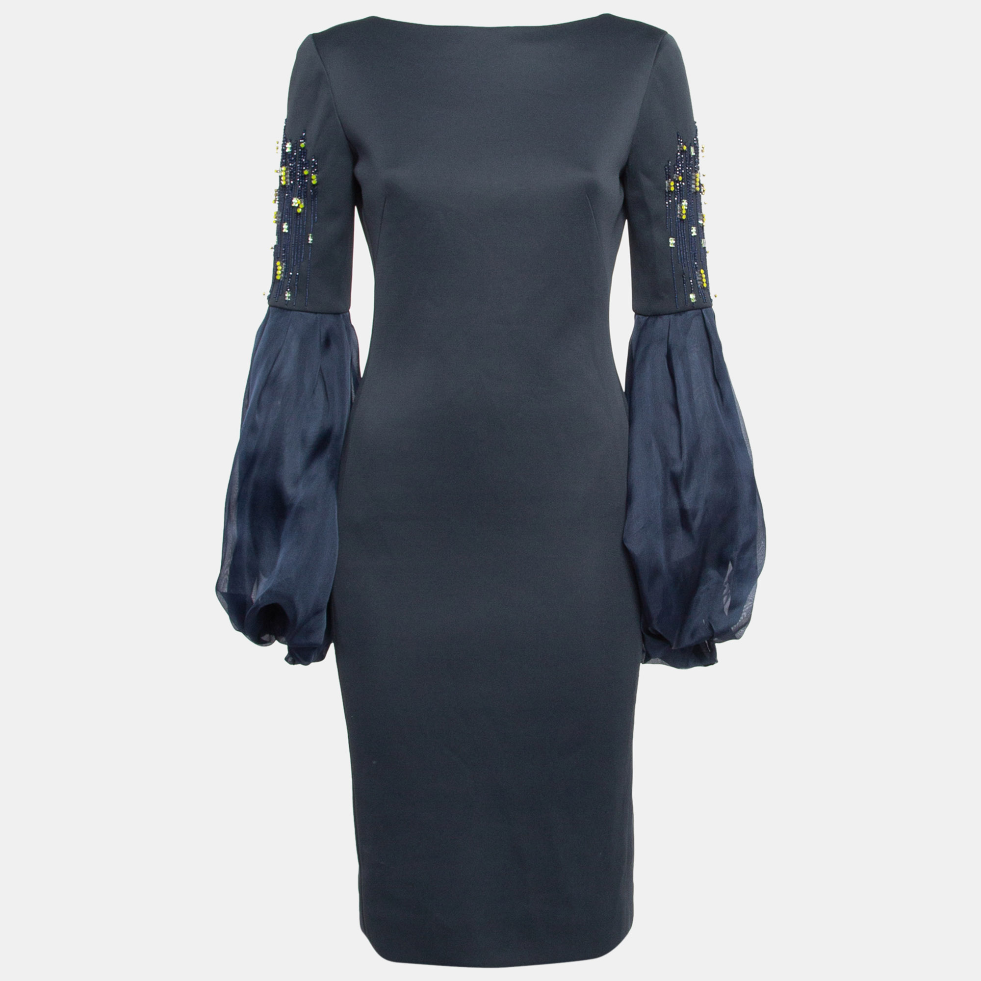Lanvin Navy Blue Embellished Sleeve Short Dress