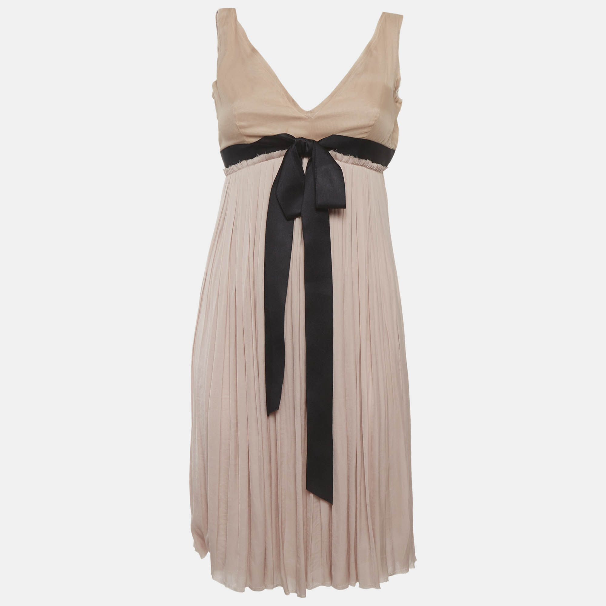 Lanvin Dusty Pink Chiffon Bow Detail Mini Dress