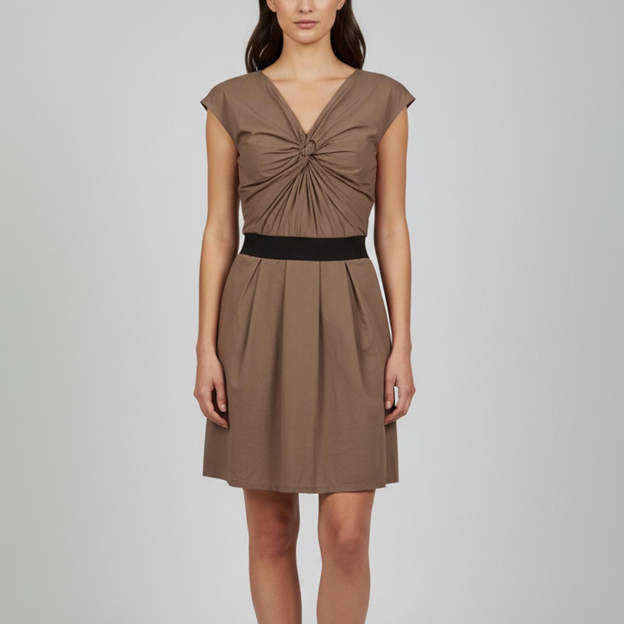 Lanvin Brown Cotton Draped Mini Dress