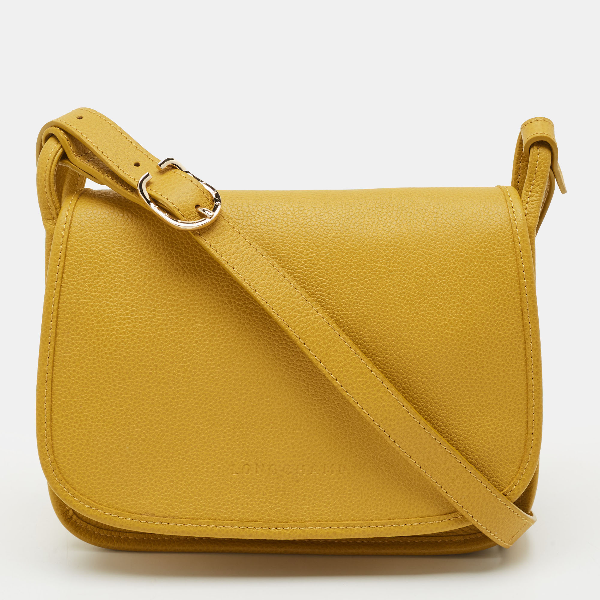 Longchamp Le Foulonne Yellow Leather Crossbody Bag