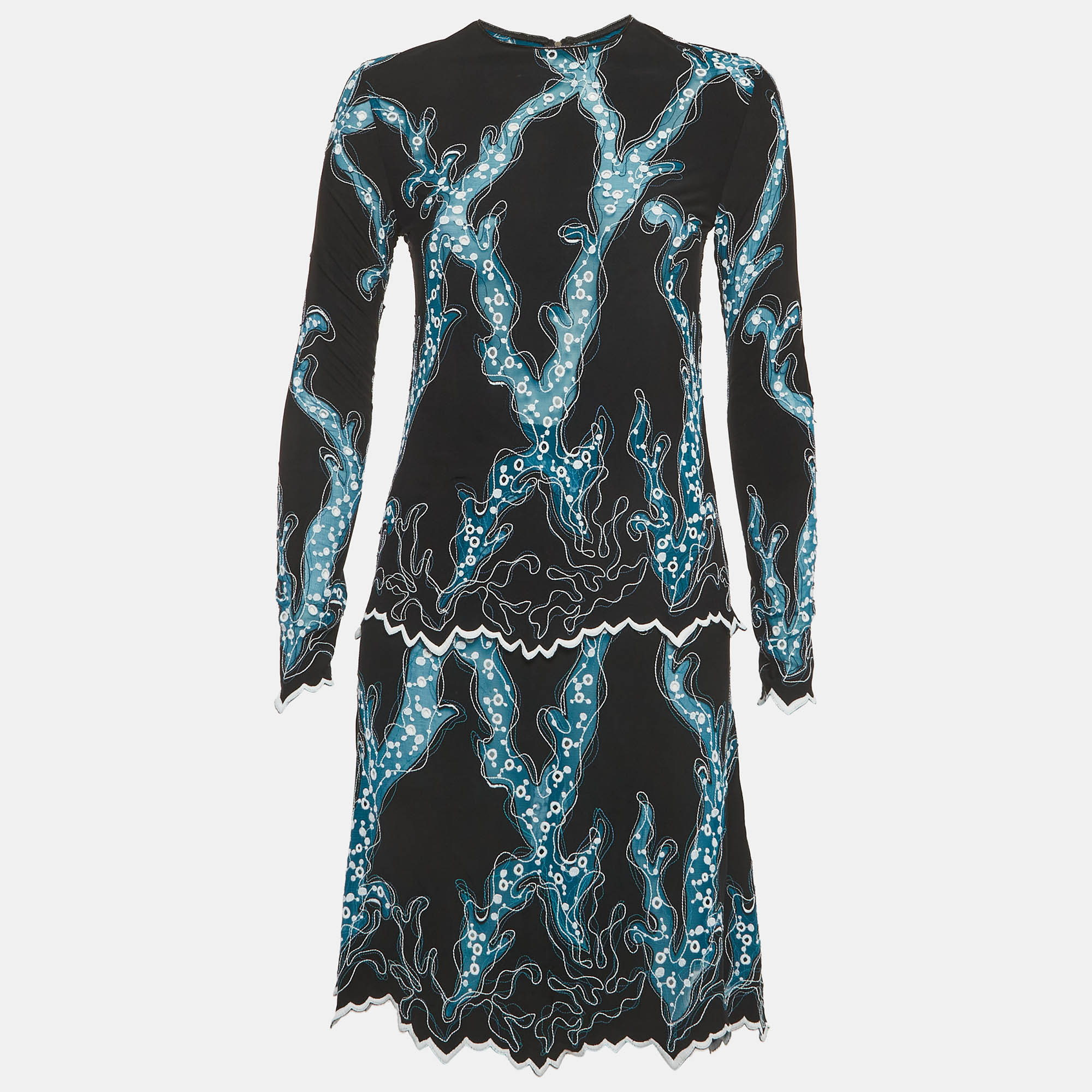 Louis Vuitton BlackBlue Embroidered Jersey Mini Dress