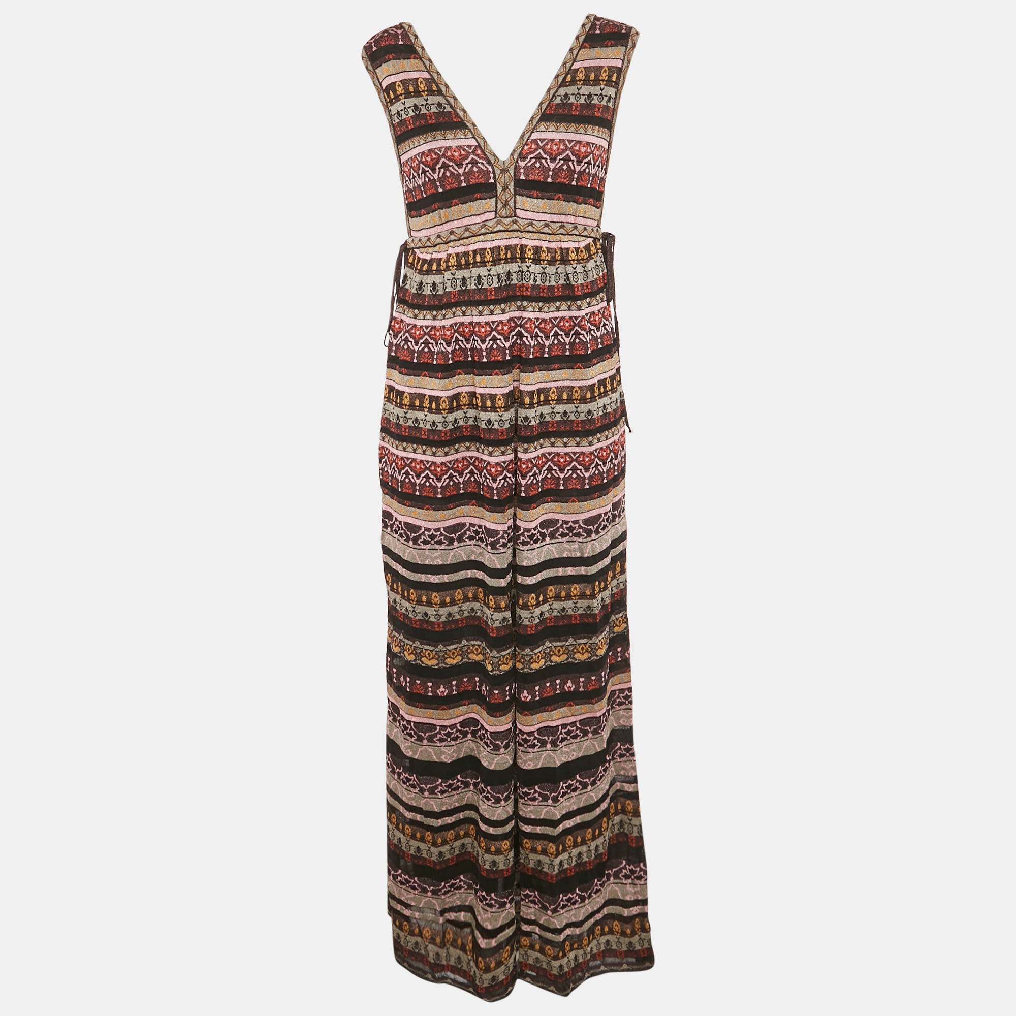M Missoni BlackPurple Stripe Lurex Knit Sleeveless Maxi Dress