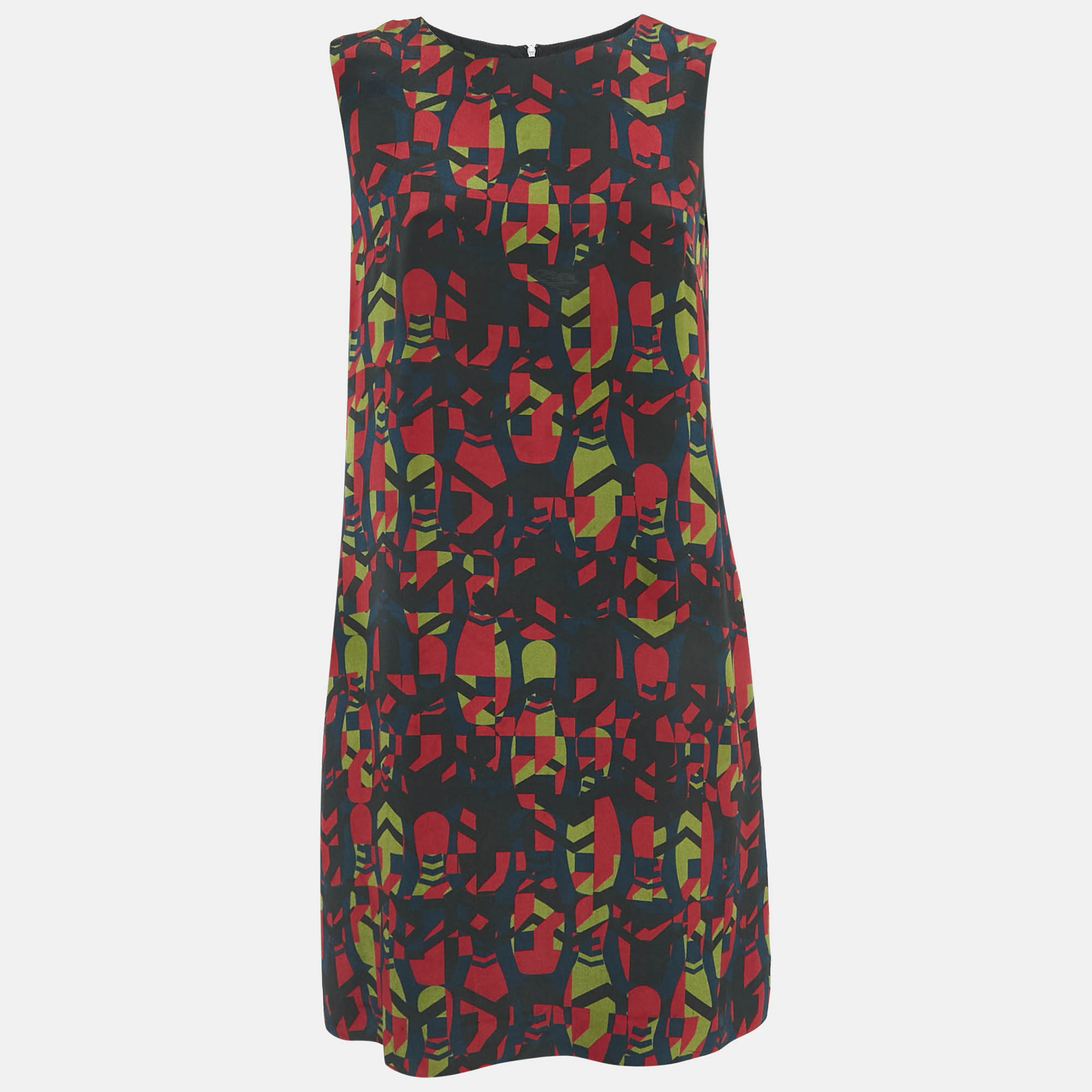 M Missoni Red Printed Silk Shift Mini Dress