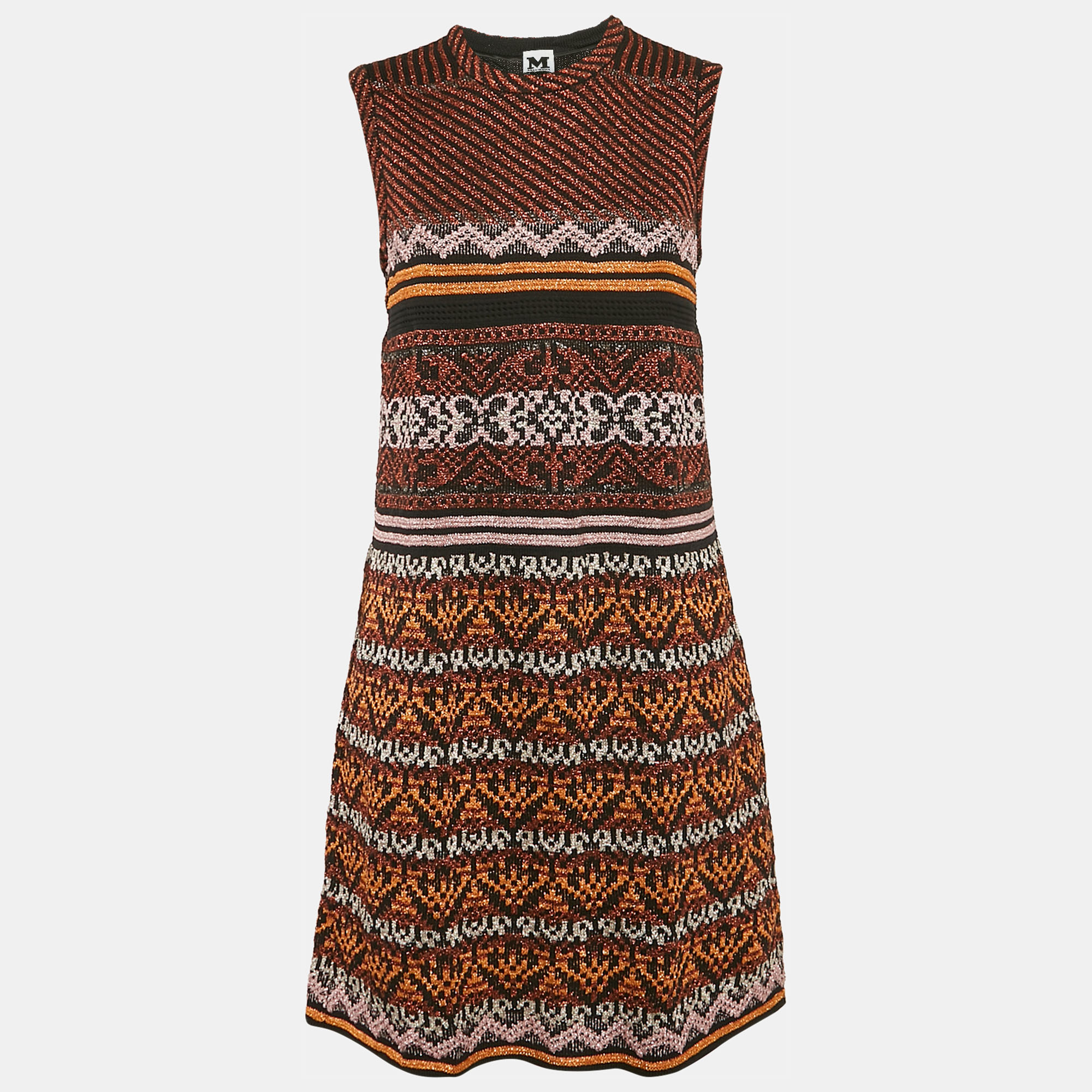 M Missoni Multicolor Patterned Lurex Knit Mini Dress